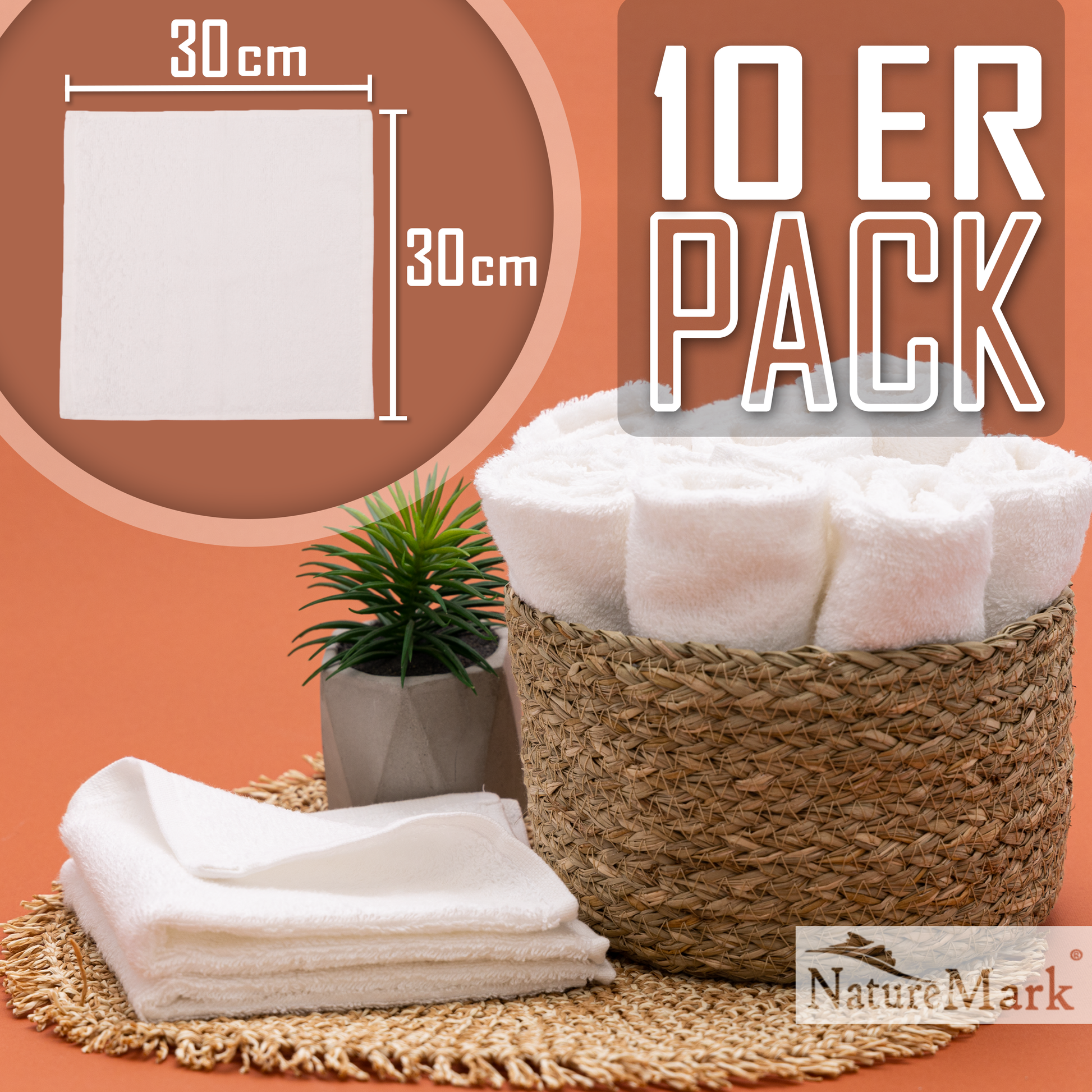 Frottier Seiftücher 10er Pack 30x30cm, 100% Baumwolle