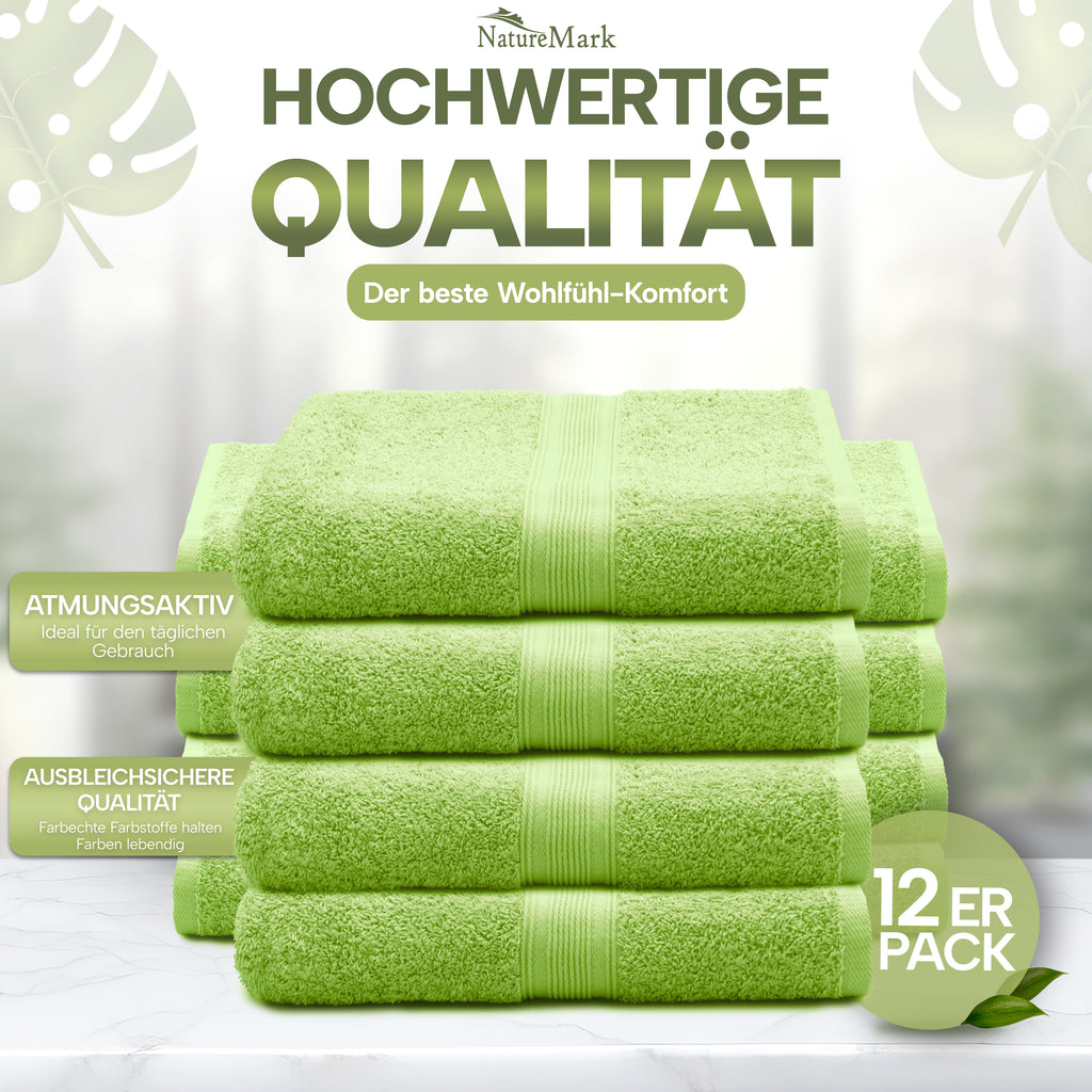 NatureMark Gästetücher – 12er Pack (30x50 cm), 100% Baumwolle, Oeko-Tex Zertifiziert, weich, saugfähig und pflegeleicht – Für Bad, Gäste & Spa – Anthrazit/Grau