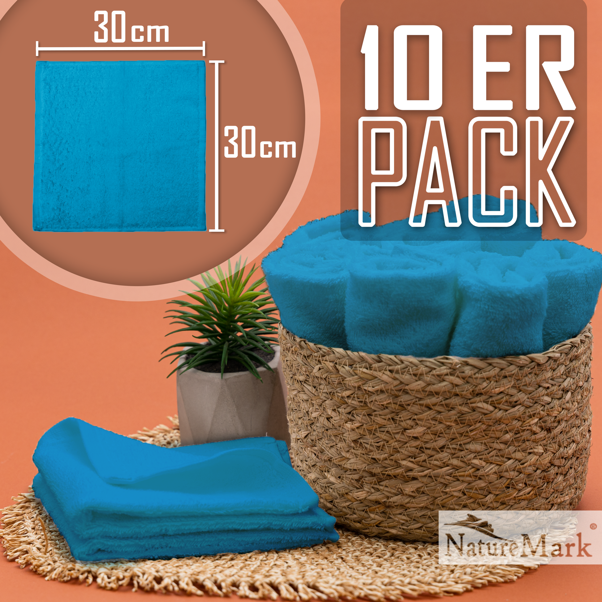Frottier Seiftücher 10er Pack 30x30cm, 100% Baumwolle