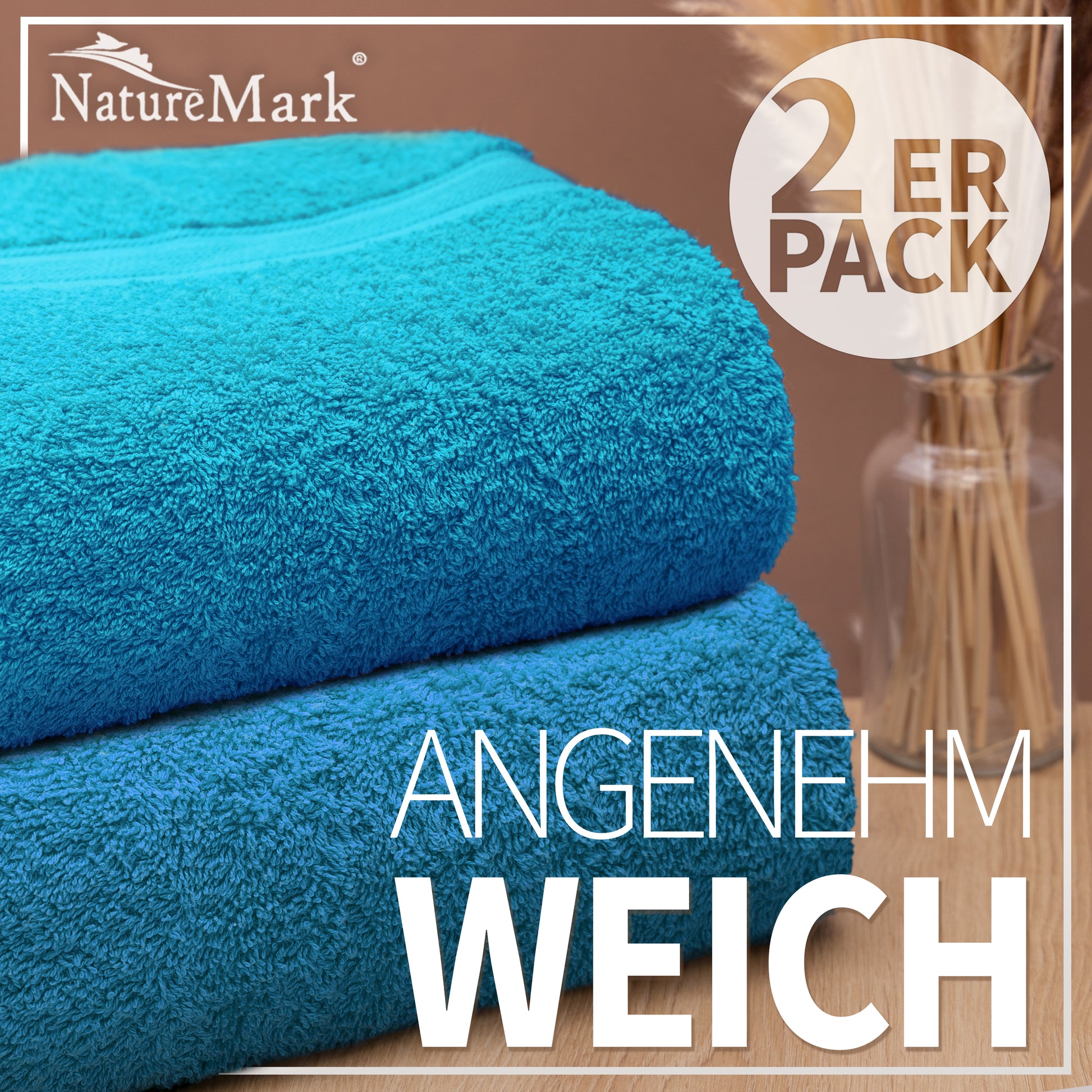 NatureMark 2er Pack DUSCHTÜCHER Premium Qualität 70x140cm DUSCHTUCH Dusch-Handtuch Doppelpack