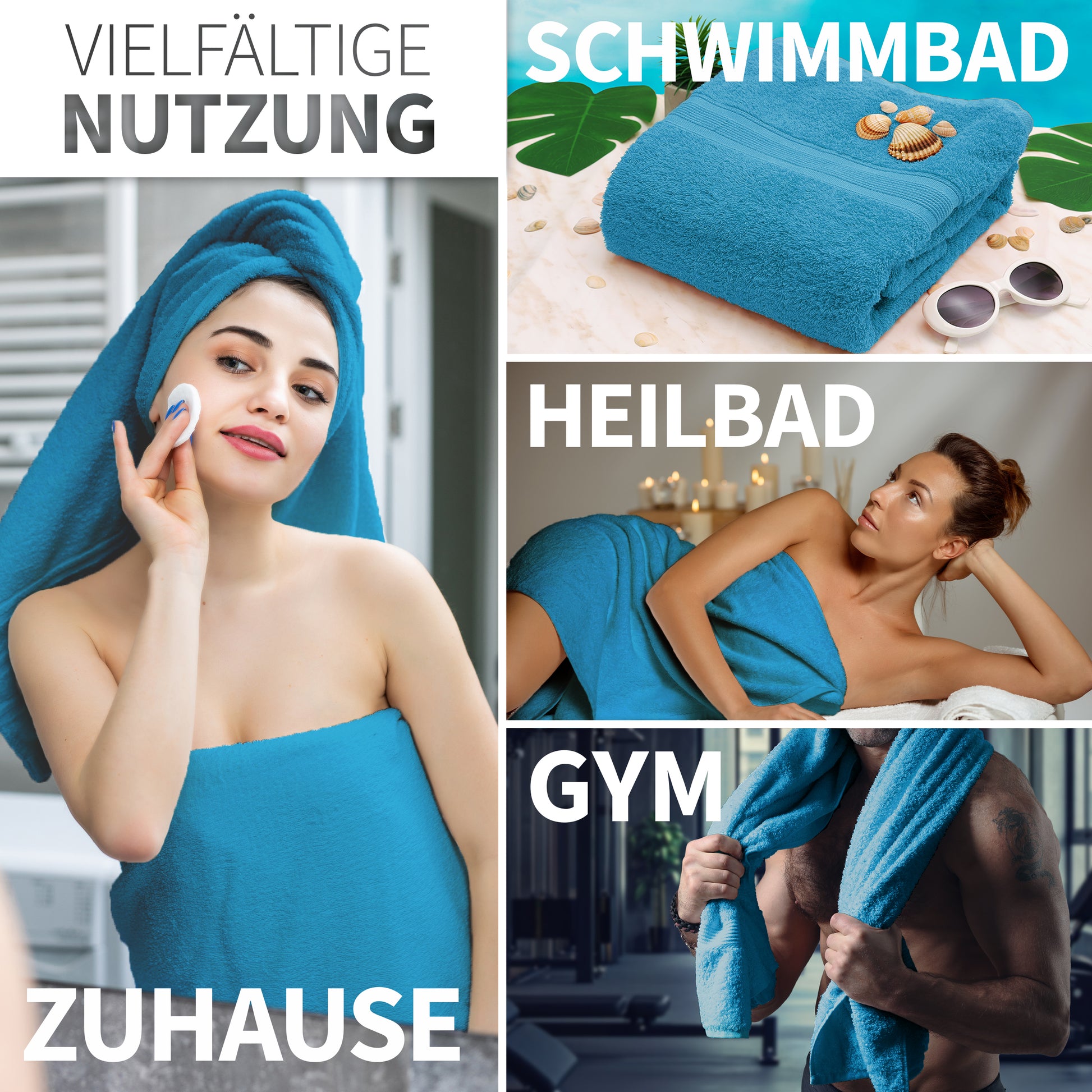 NatureMark 2er Pack DUSCHTÜCHER Premium Qualität 70x140cm DUSCHTUCH Dusch-Handtuch Doppelpack