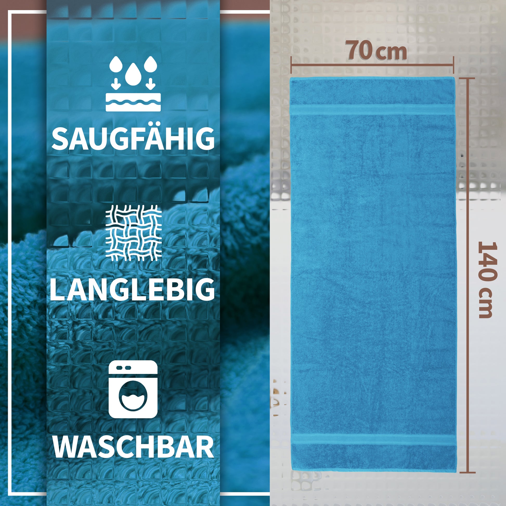 NatureMark 2er Pack DUSCHTÜCHER Premium Qualität 70x140cm DUSCHTUCH Dusch-Handtuch Doppelpack