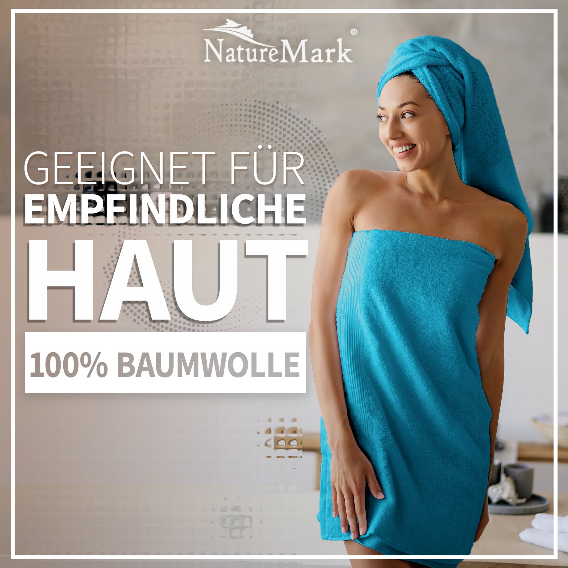 NatureMark 2er Pack DUSCHTÜCHER Premium Qualität 70x140cm DUSCHTUCH Dusch-Handtuch Doppelpack