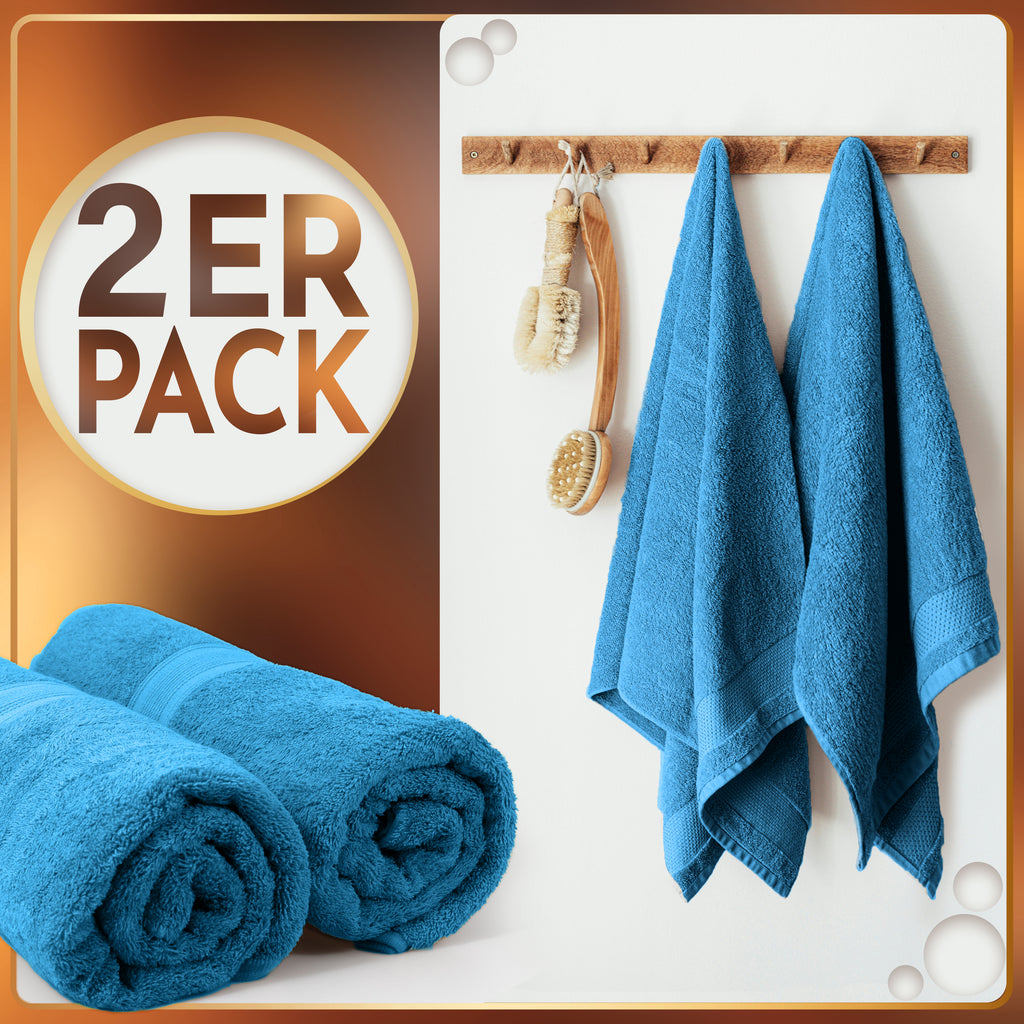 NatureMark 2er Pack SAUNATÜCHER Premium Qualität 80x200cm SAUNATUCH Sauna-Handtuch 100% Baumwolle Farbe: Schwarz