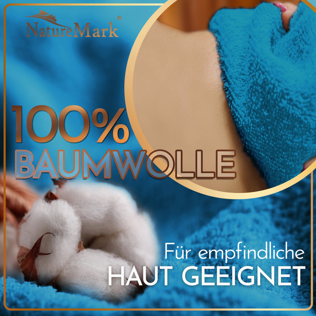 NatureMark 2er Pack SAUNATÜCHER Premium Qualität 80x200cm SAUNATUCH Sauna-Handtuch 100% Baumwolle Farbe: Schwarz
