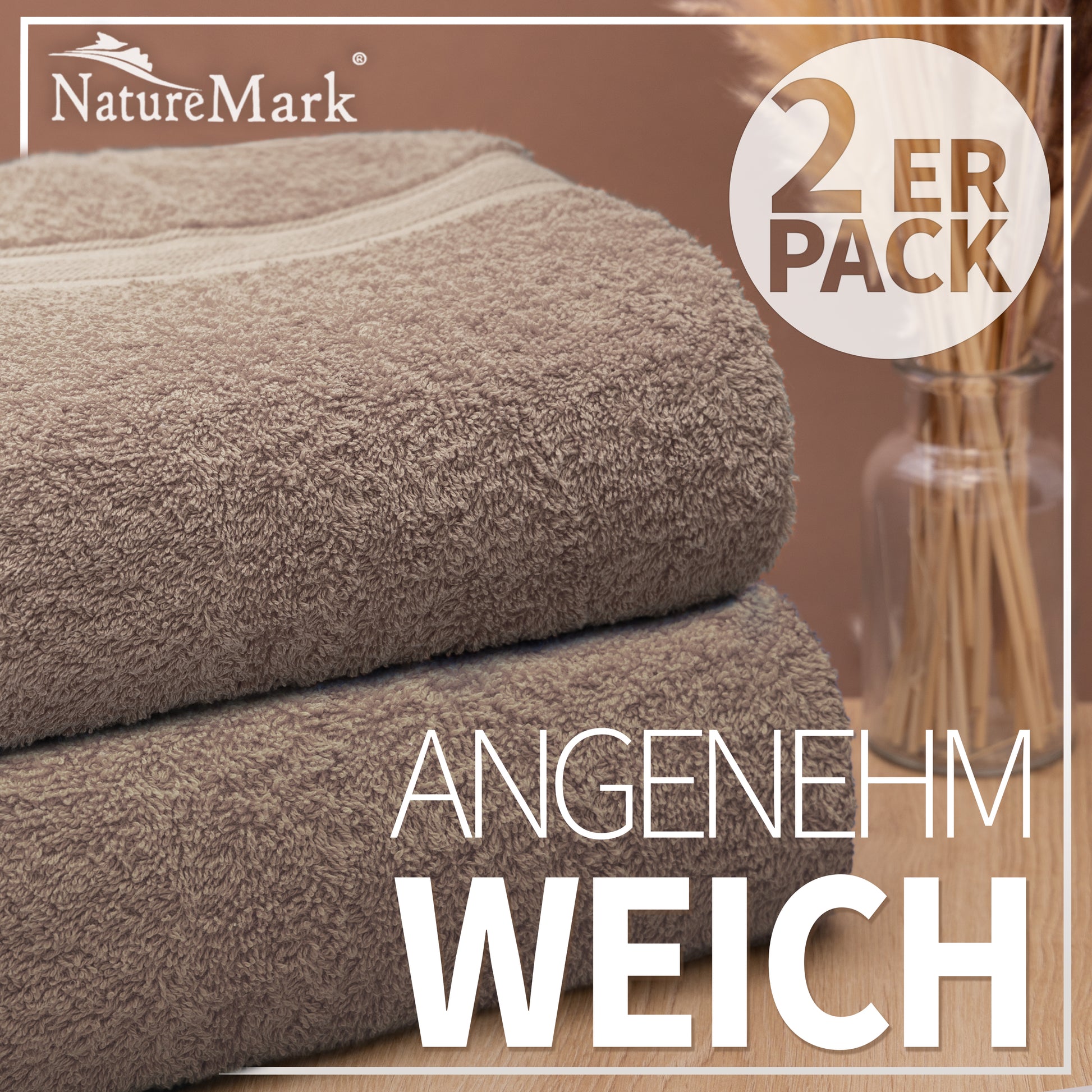 NatureMark 2er Pack DUSCHTÜCHER Premium Qualität 70x140cm DUSCHTUCH Dusch-Handtuch Doppelpack
