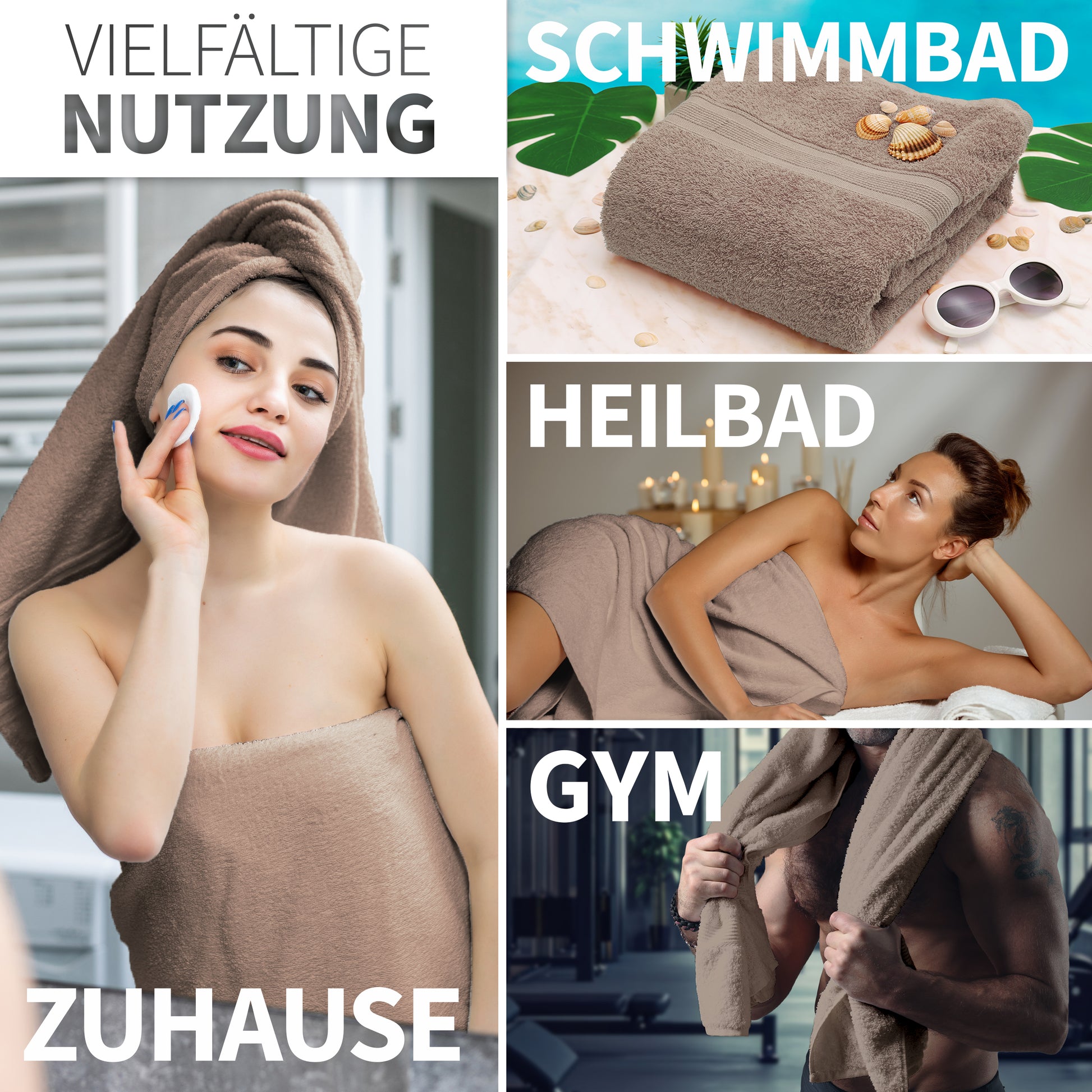 NatureMark 2er Pack DUSCHTÜCHER Premium Qualität 70x140cm DUSCHTUCH Dusch-Handtuch Doppelpack