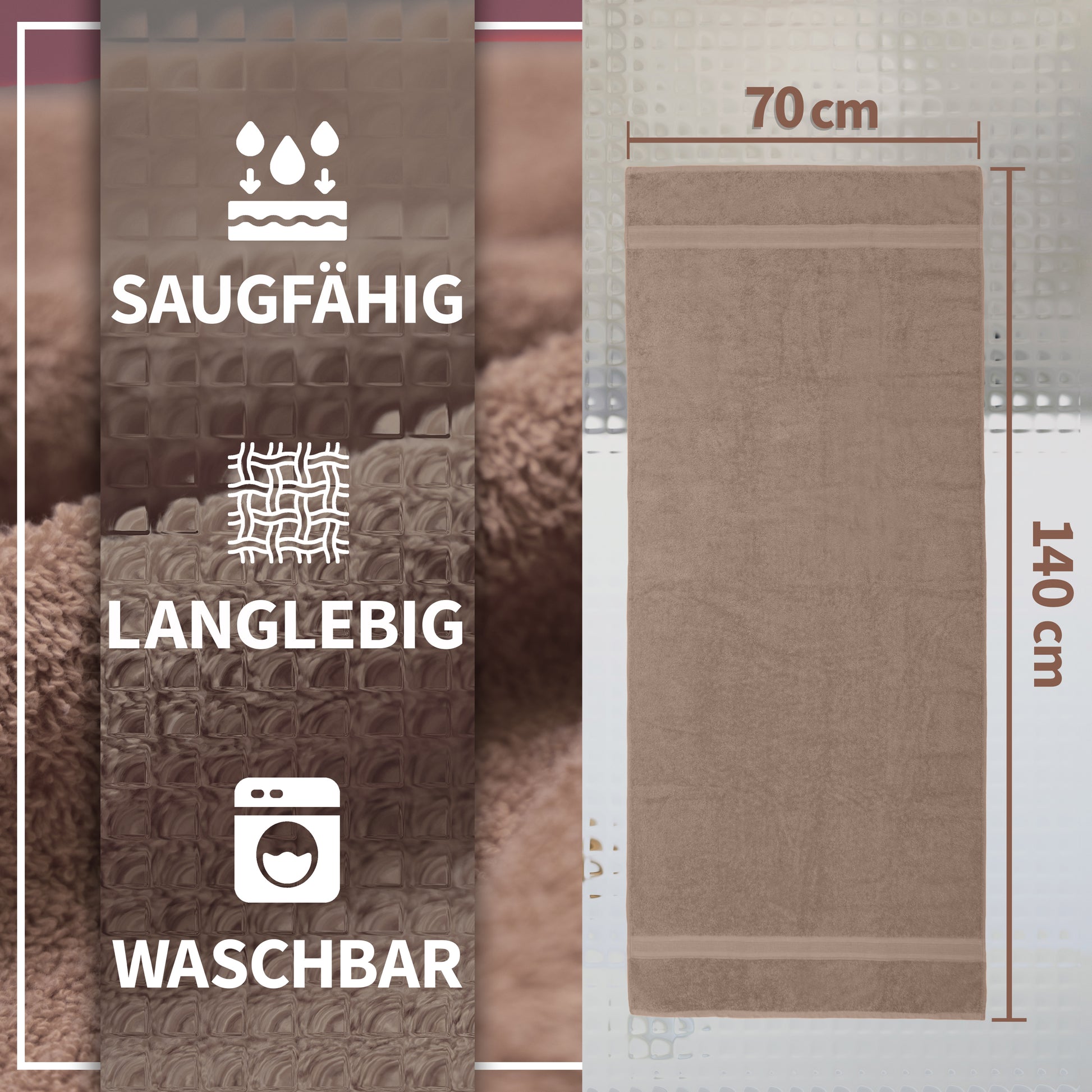 NatureMark 2er Pack DUSCHTÜCHER Premium Qualität 70x140cm DUSCHTUCH Dusch-Handtuch Doppelpack