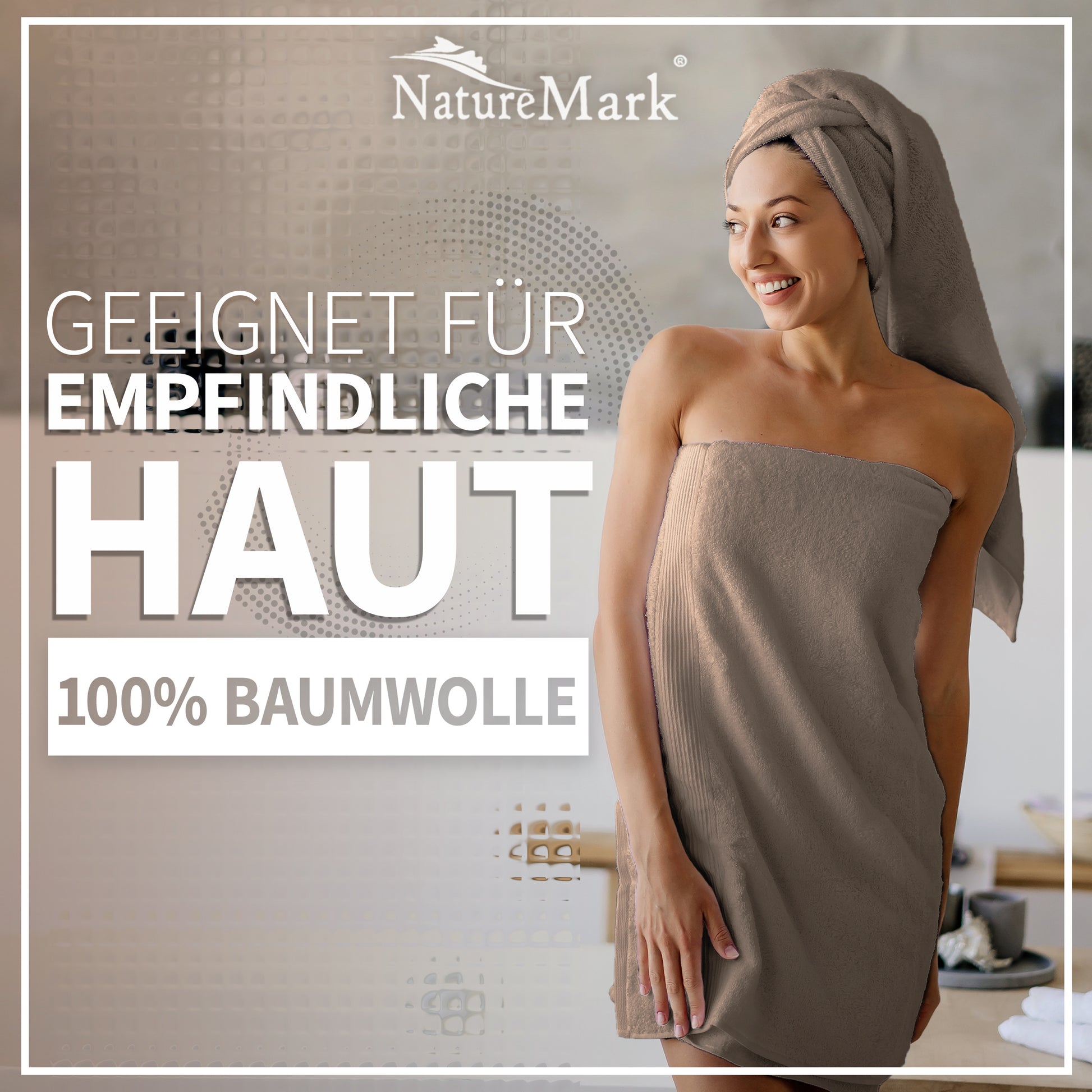 NatureMark 2er Pack DUSCHTÜCHER Premium Qualität 70x140cm DUSCHTUCH Dusch-Handtuch Doppelpack