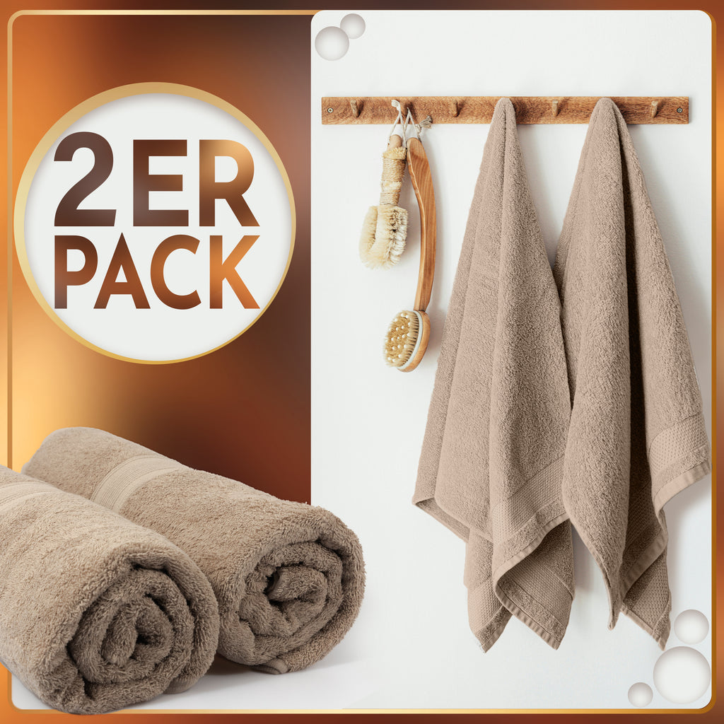 NatureMark 2er Pack SAUNATÜCHER Premium Qualität 80x200cm SAUNATUCH Sauna-Handtuch 100% Baumwolle Farbe: Schwarz