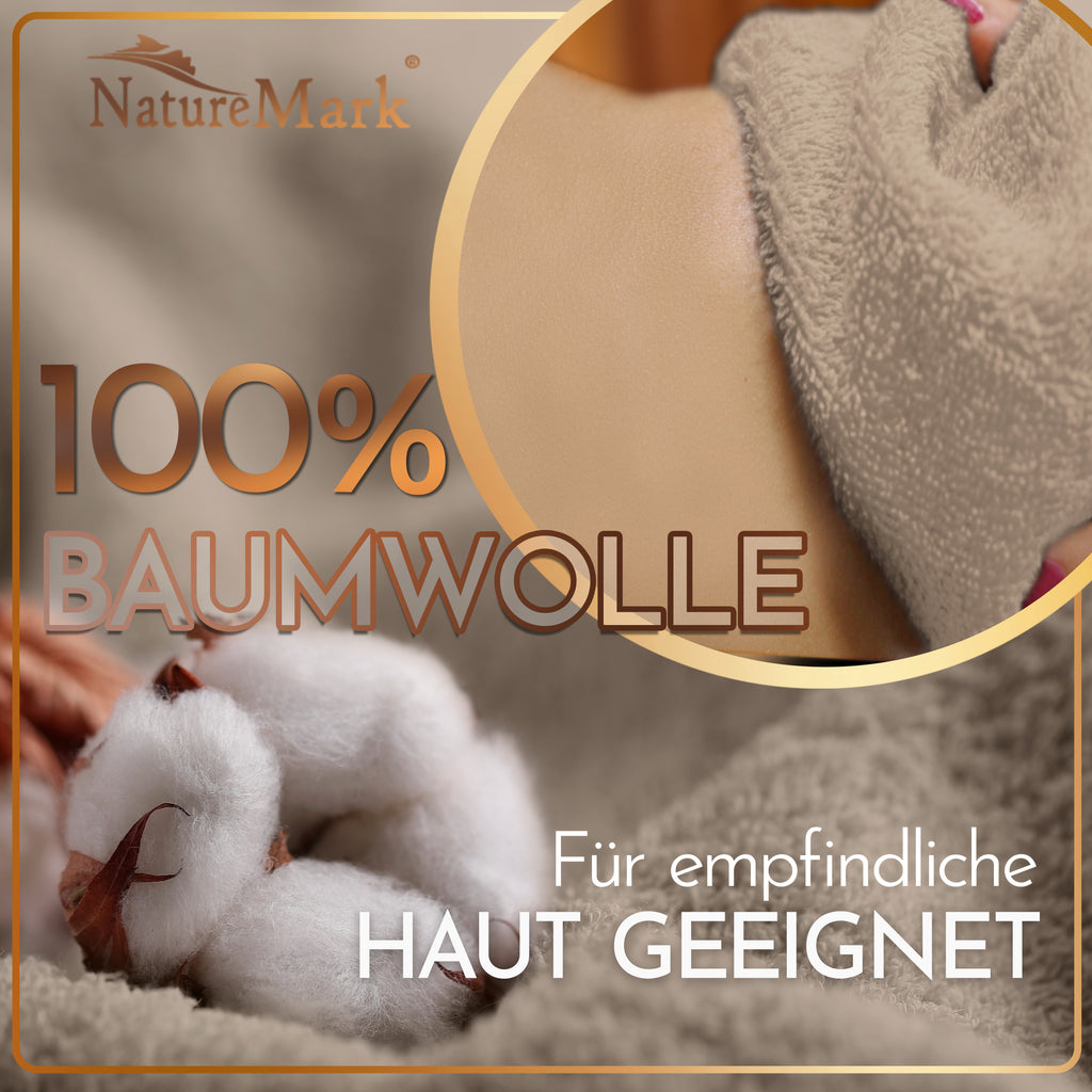 NatureMark 2er Pack SAUNATÜCHER Premium Qualität 80x200cm SAUNATUCH Sauna-Handtuch 100% Baumwolle Farbe: Schwarz