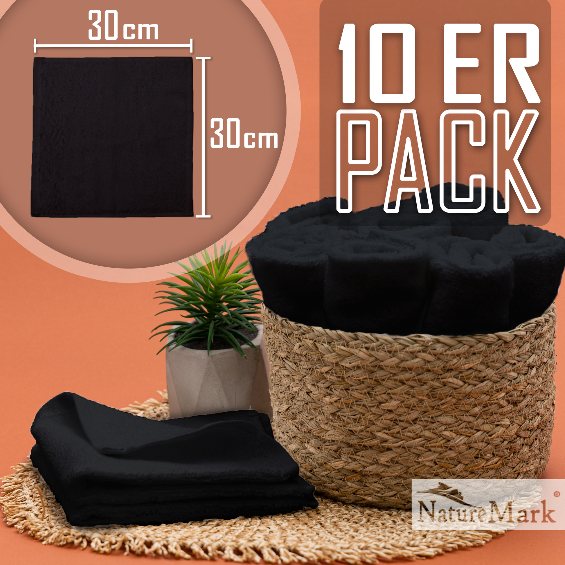 Frottier Seiftücher 10er Pack 30x30cm, 100% Baumwolle