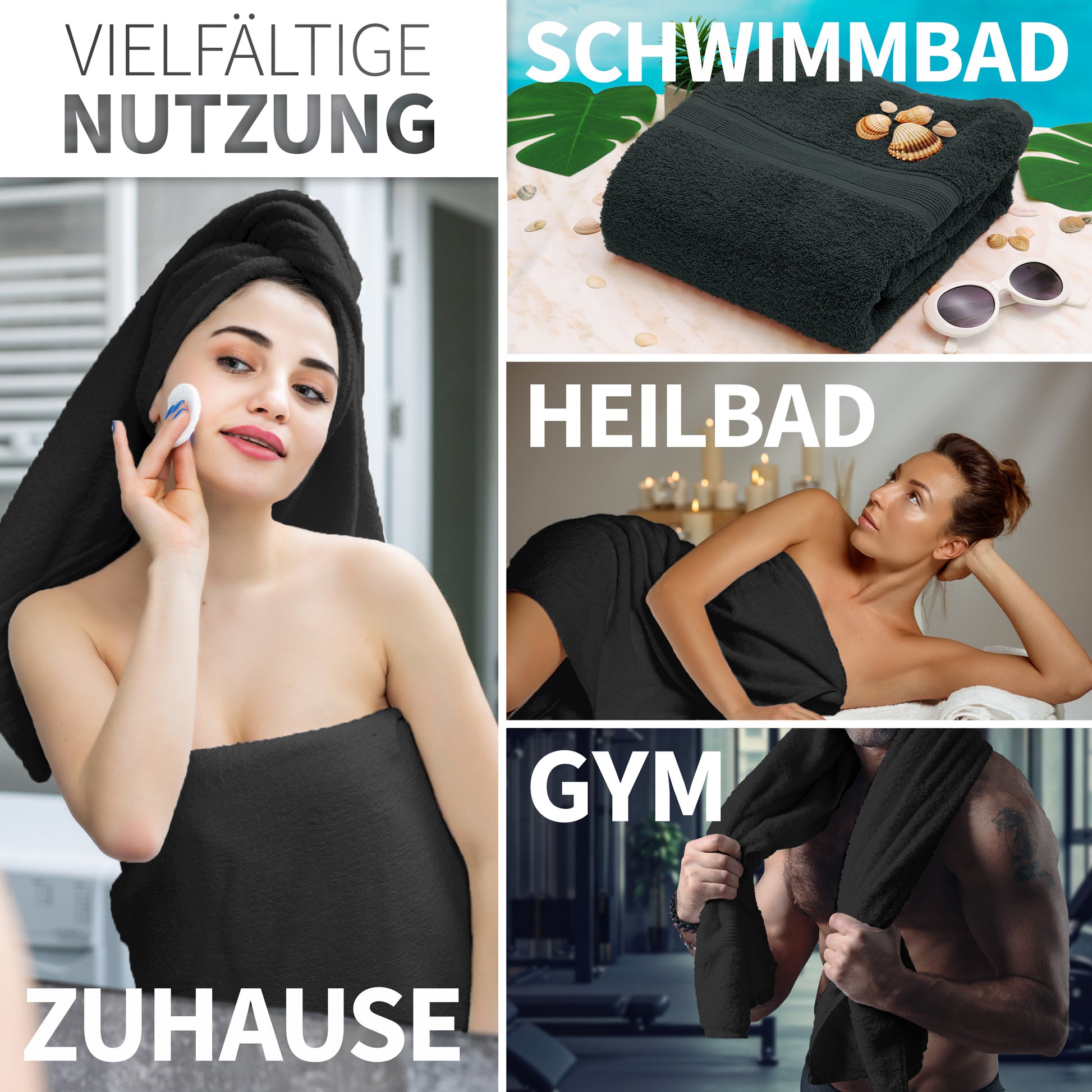 NatureMark 2er Pack DUSCHTÜCHER Premium Qualität 70x140cm DUSCHTUCH Dusch-Handtuch Doppelpack