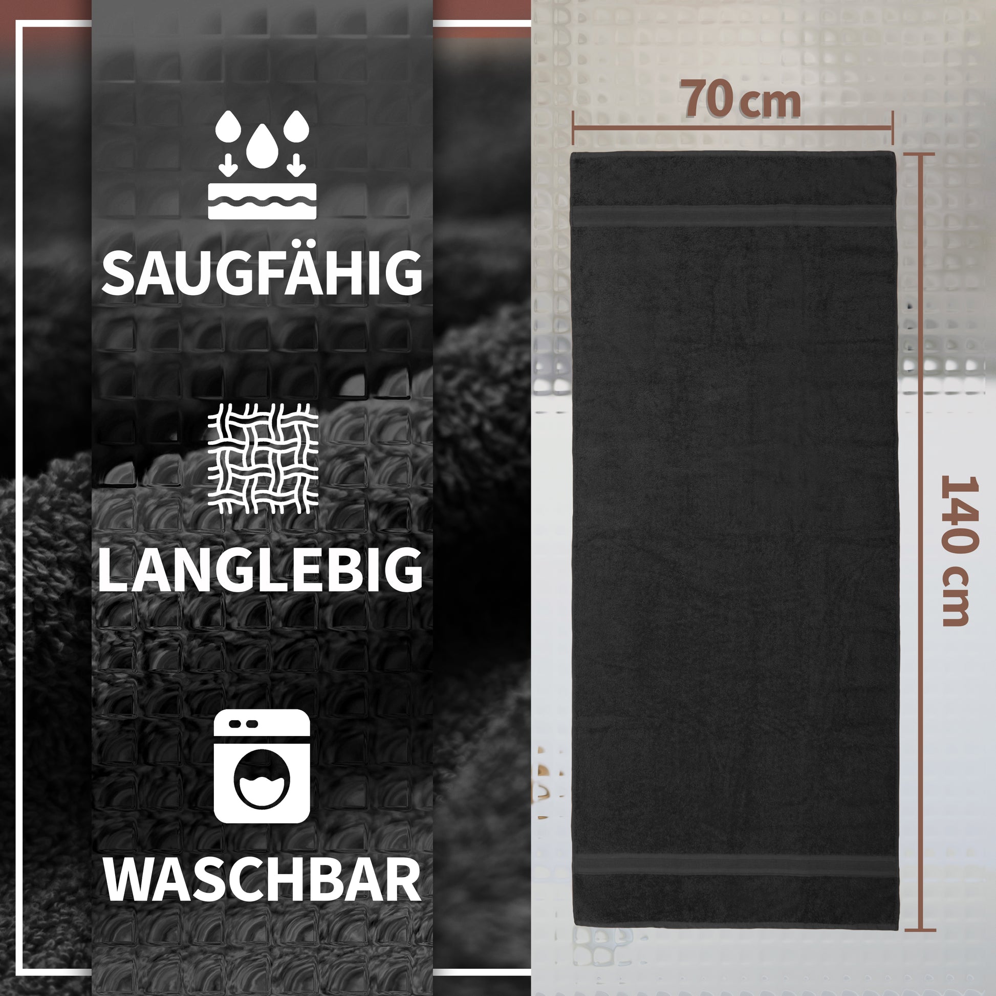 NatureMark 2er Pack DUSCHTÜCHER Premium Qualität 70x140cm DUSCHTUCH Dusch-Handtuch Doppelpack