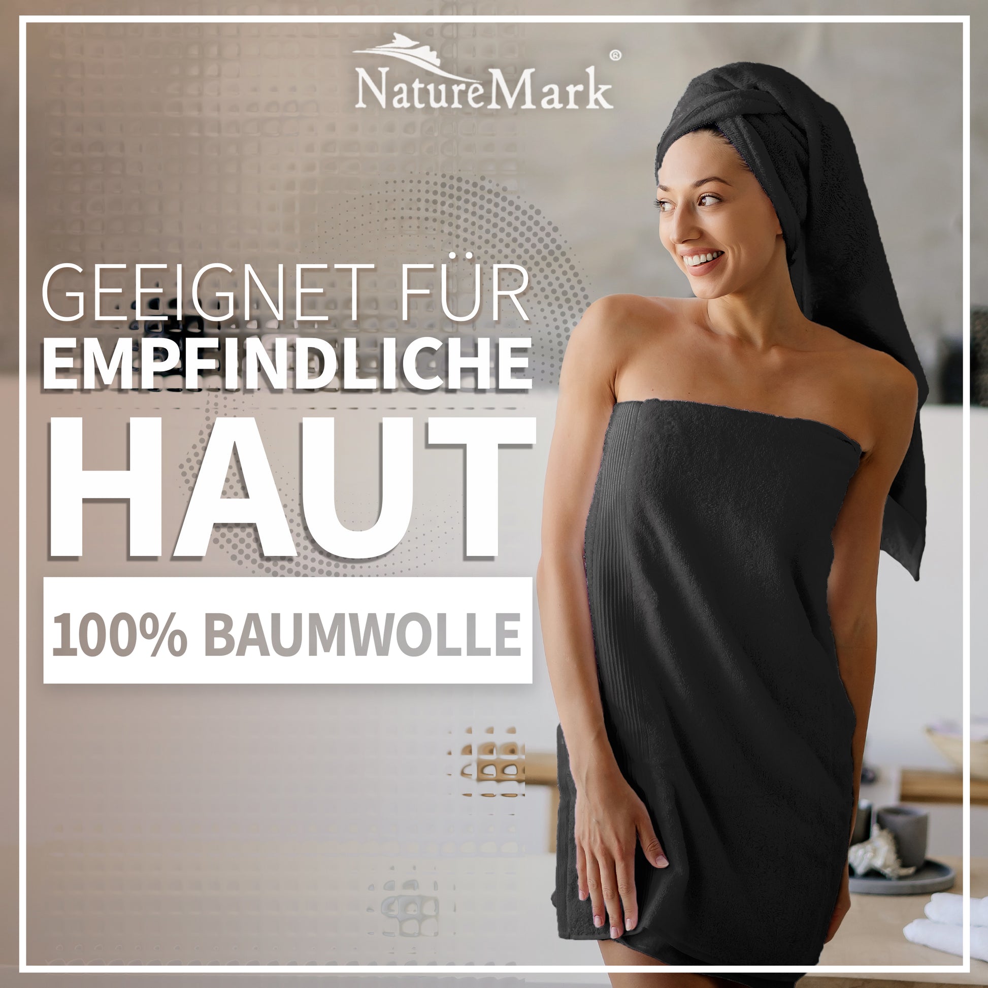 NatureMark 2er Pack DUSCHTÜCHER Premium Qualität 70x140cm DUSCHTUCH Dusch-Handtuch Doppelpack