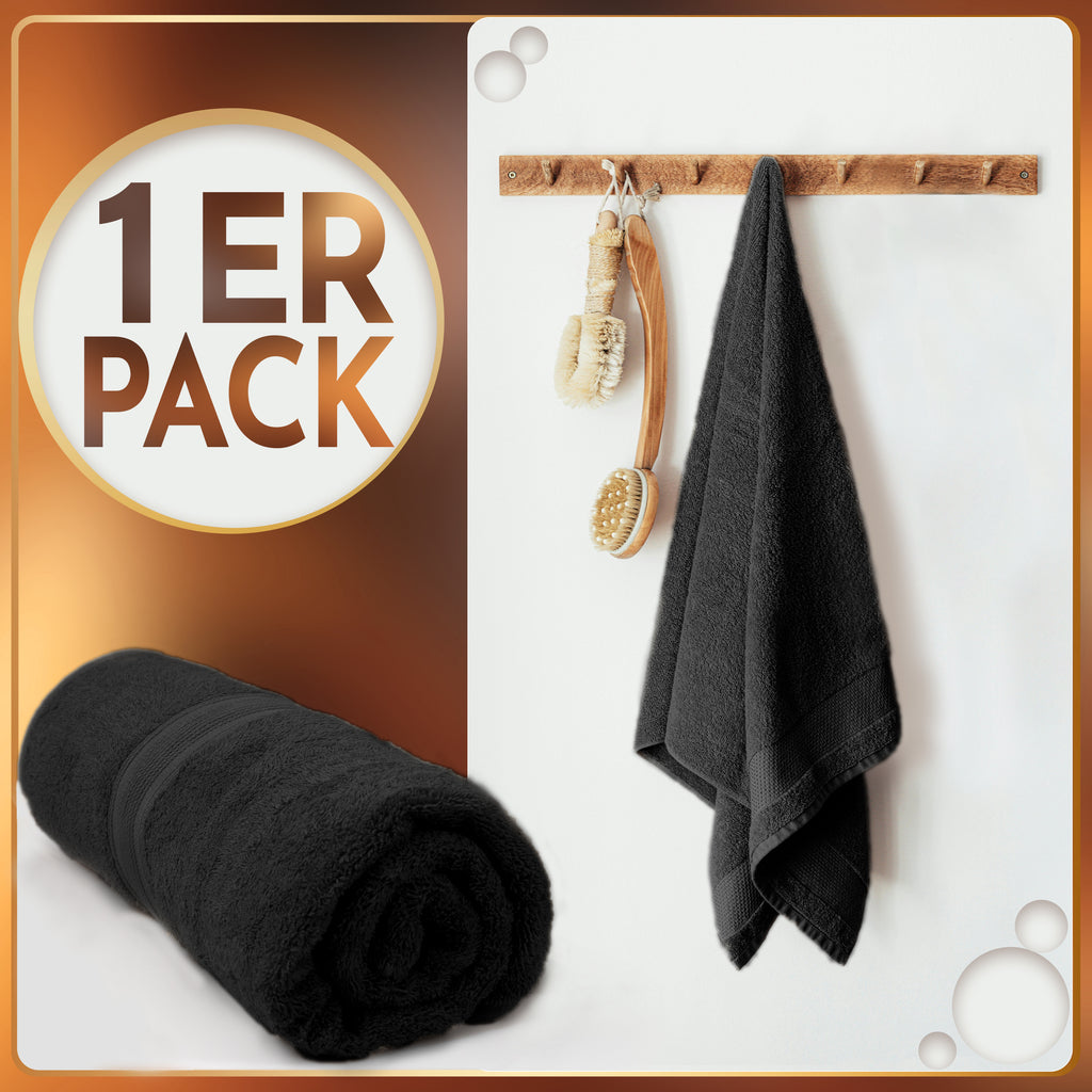 NatureMark 2er Pack SAUNATÜCHER Premium Qualität 80x200cm SAUNATUCH Sauna-Handtuch 100% Baumwolle Farbe: Schwarz