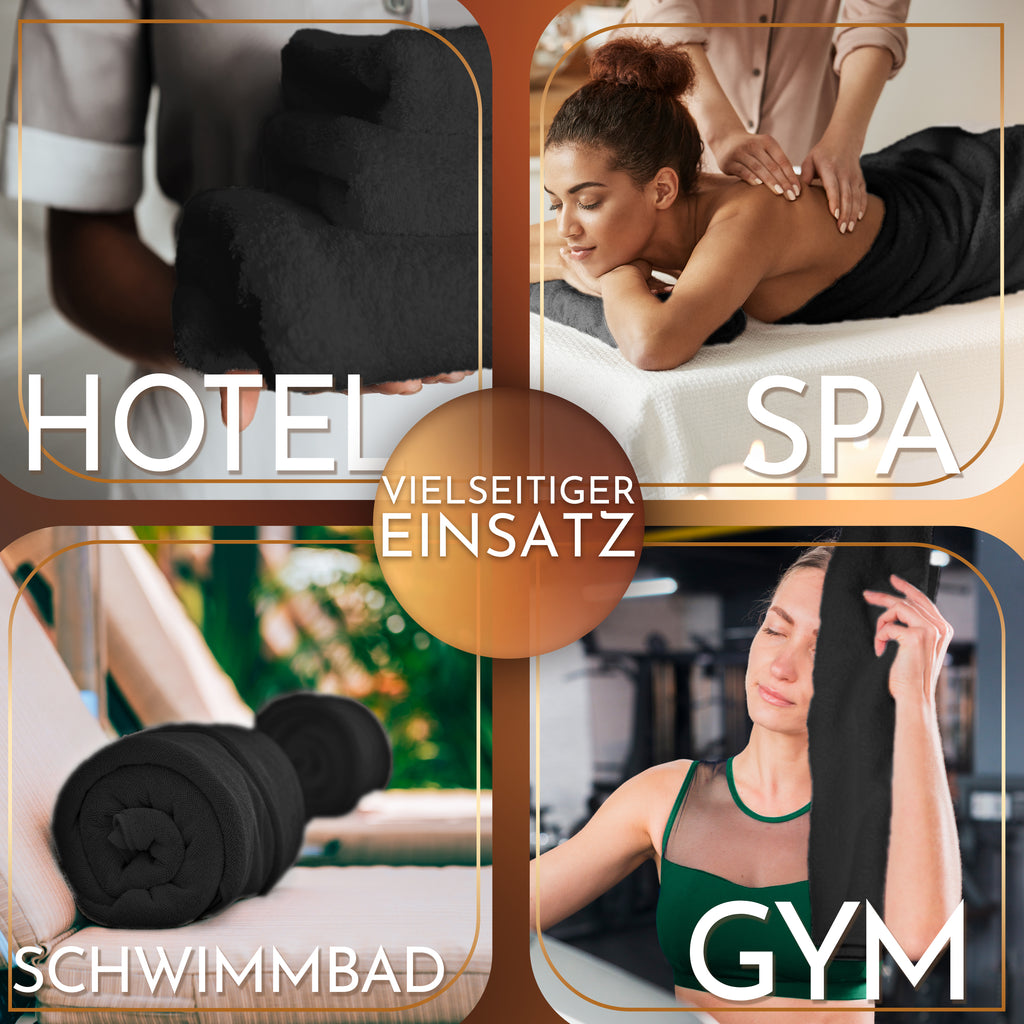NatureMark 2er Pack SAUNATÜCHER Premium Qualität 80x200cm SAUNATUCH Sauna-Handtuch 100% Baumwolle Farbe: Schwarz
