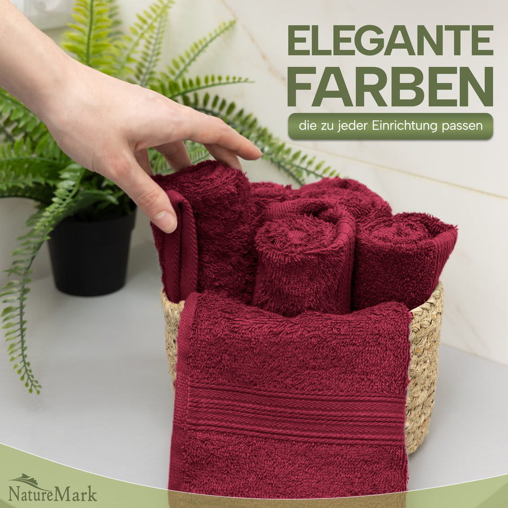 NatureMark Gästetücher – 12er Pack (30x50 cm), 100% Baumwolle, Oeko-Tex Zertifiziert, weich, saugfähig und pflegeleicht – Für Bad, Gäste & Spa – Anthrazit/Grau