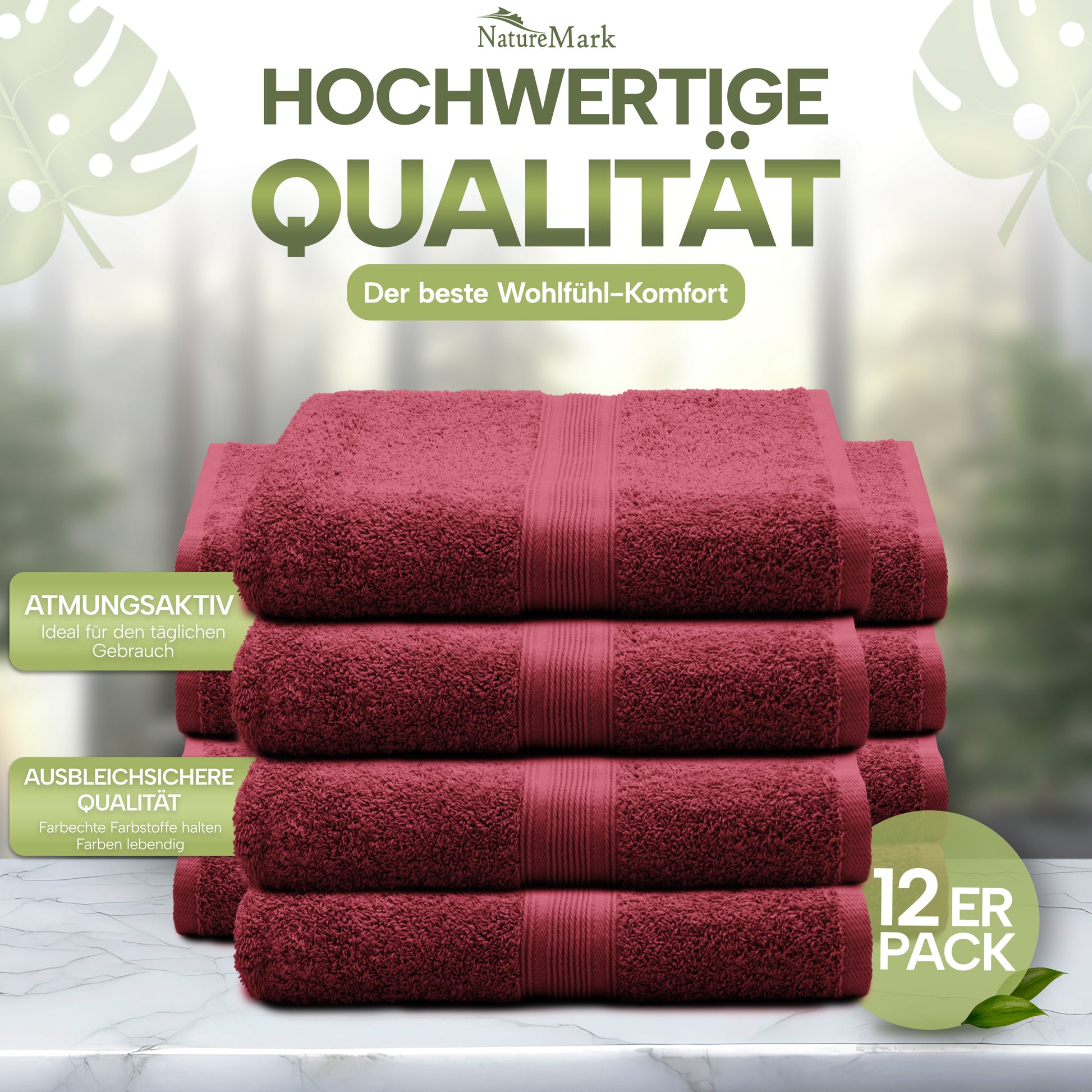 NatureMark Gästetücher – 12er Pack (30x50 cm), 100% Baumwolle, Oeko-Tex Zertifiziert, weich, saugfähig und pflegeleicht – Für Bad, Gäste & Spa – Anthrazit/Grau