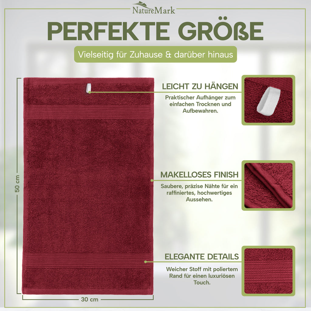 NatureMark Gästetücher – 12er Pack (30x50 cm), 100% Baumwolle, Oeko-Tex Zertifiziert, weich, saugfähig und pflegeleicht – Für Bad, Gäste & Spa – Anthrazit/Grau