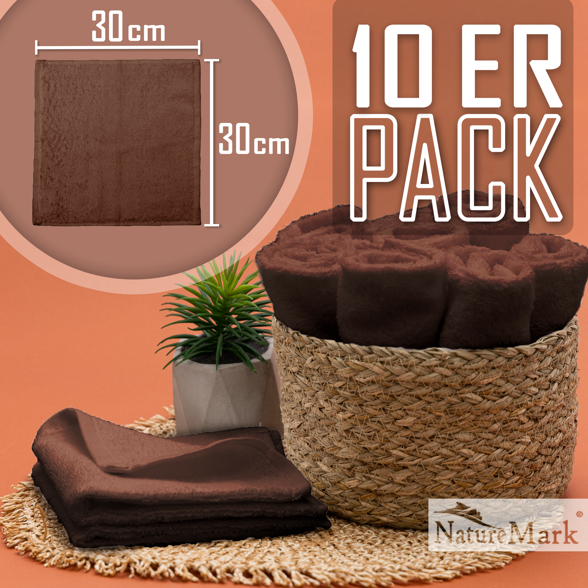 Frottier Seiftücher 10er Pack 30x30cm, 100% Baumwolle