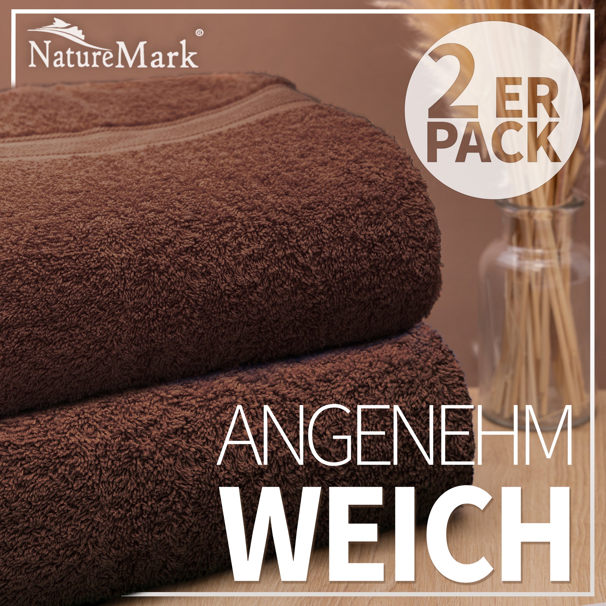 NatureMark 2er Pack DUSCHTÜCHER Premium Qualität 70x140cm DUSCHTUCH Dusch-Handtuch Doppelpack