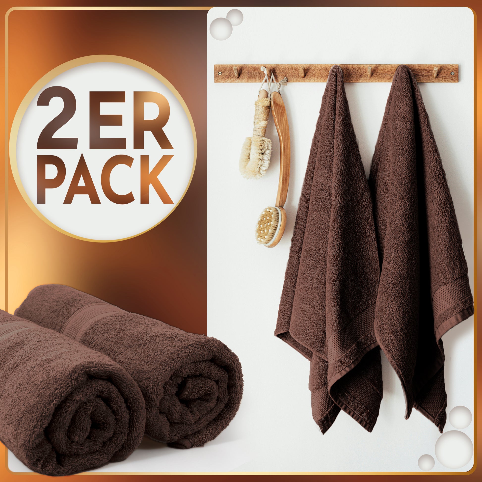 NatureMark 2er Pack SAUNATÜCHER Premium Qualität 80x200cm SAUNATUCH Sauna-Handtuch 100% Baumwolle Farbe: Schwarz