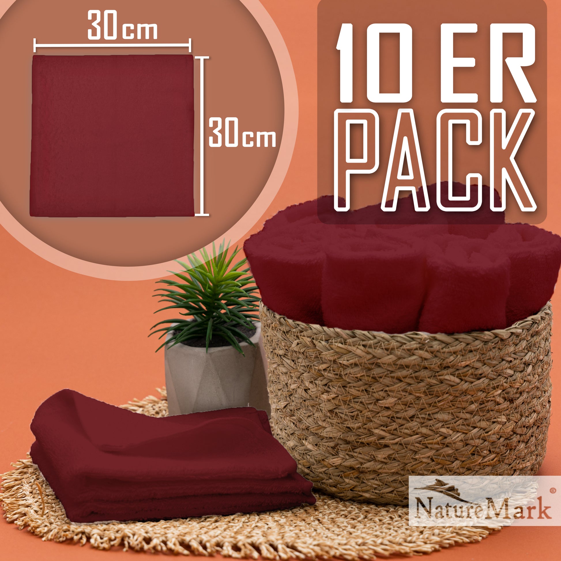 Frottier Seiftücher 10er Pack 30x30cm, 100% Baumwolle