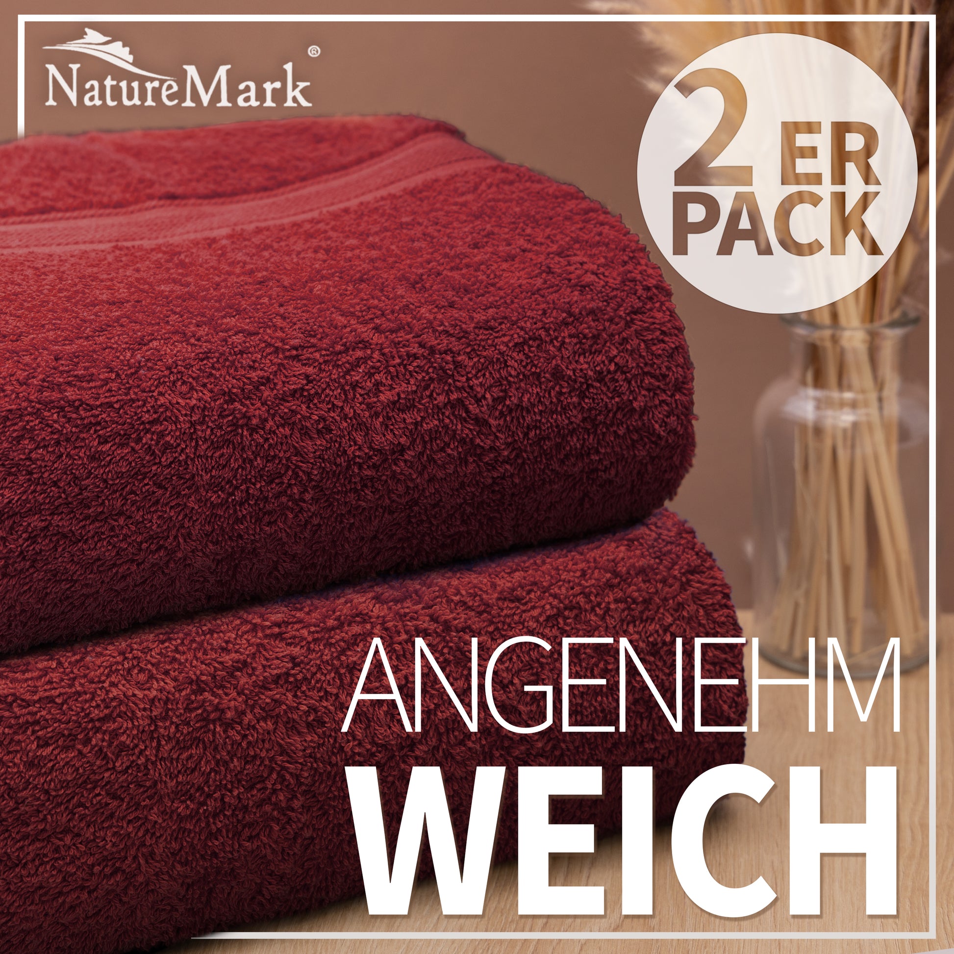 NatureMark 2er Pack DUSCHTÜCHER Premium Qualität 70x140cm DUSCHTUCH Dusch-Handtuch Doppelpack