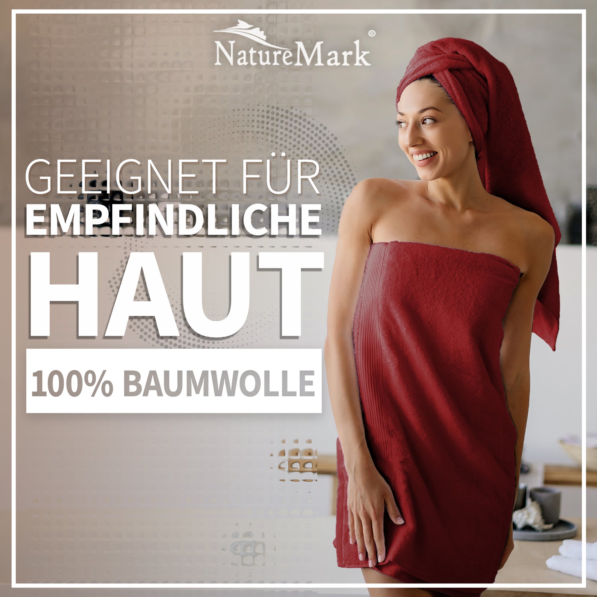 NatureMark 2er Pack DUSCHTÜCHER Premium Qualität 70x140cm DUSCHTUCH Dusch-Handtuch Doppelpack