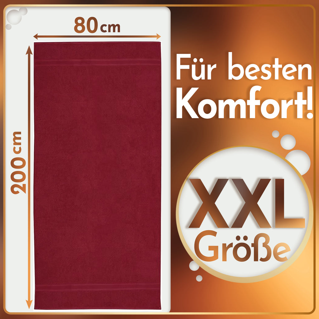NatureMark 2er Pack SAUNATÜCHER Premium Qualität 80x200cm SAUNATUCH Sauna-Handtuch 100% Baumwolle Farbe: Schwarz
