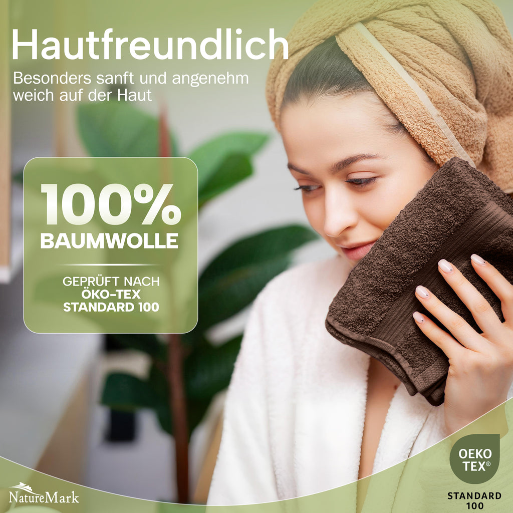 NatureMark Gästetücher – 12er Pack (30x50 cm), 100% Baumwolle, Oeko-Tex Zertifiziert, weich, saugfähig und pflegeleicht – Für Bad, Gäste & Spa – Anthrazit/Grau