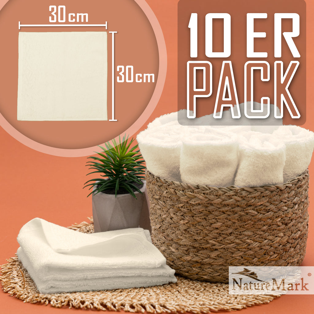 Frottier Seiftücher 10er Pack 30x30cm, 100% Baumwolle