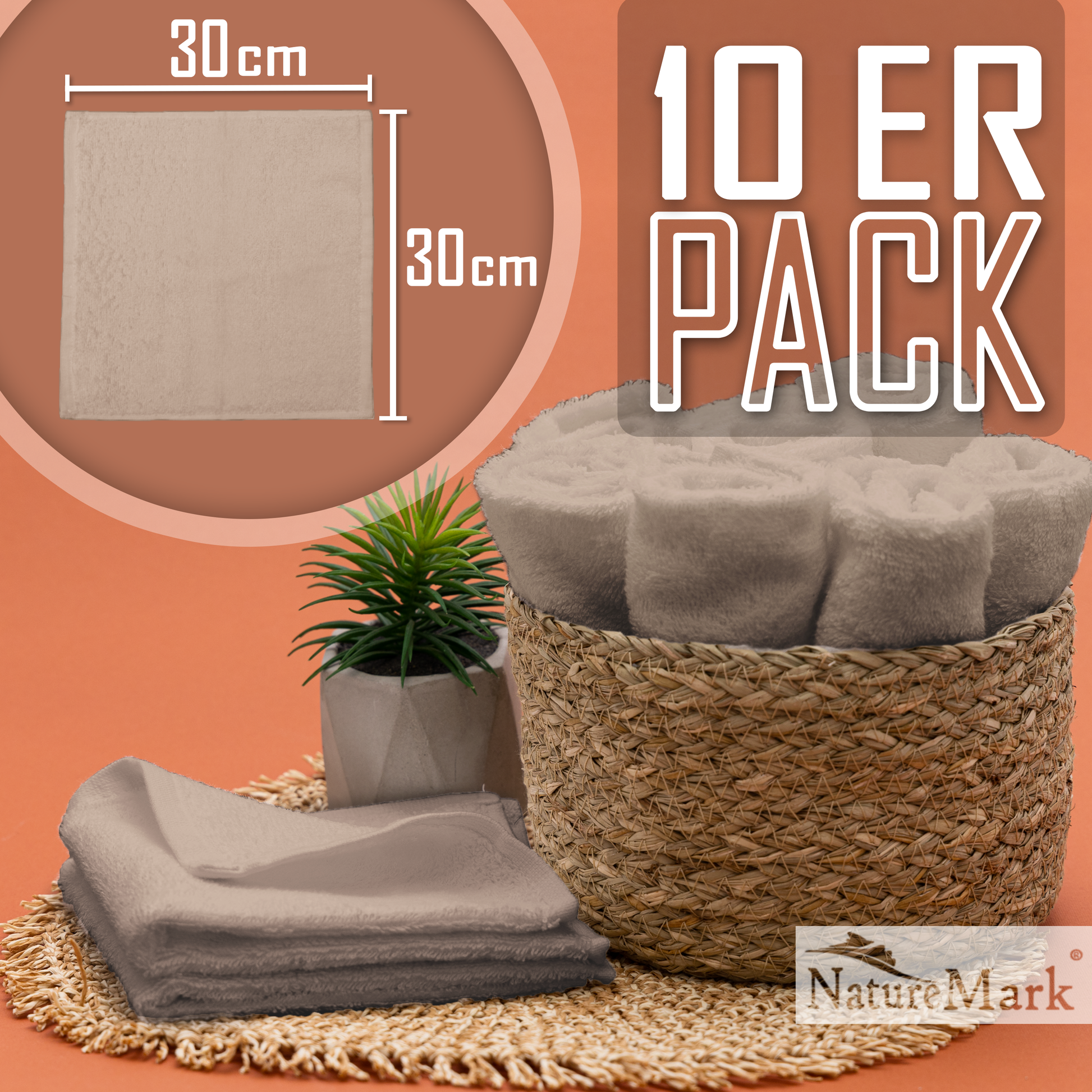 Frottier Seiftücher 10er Pack 30x30cm, 100% Baumwolle