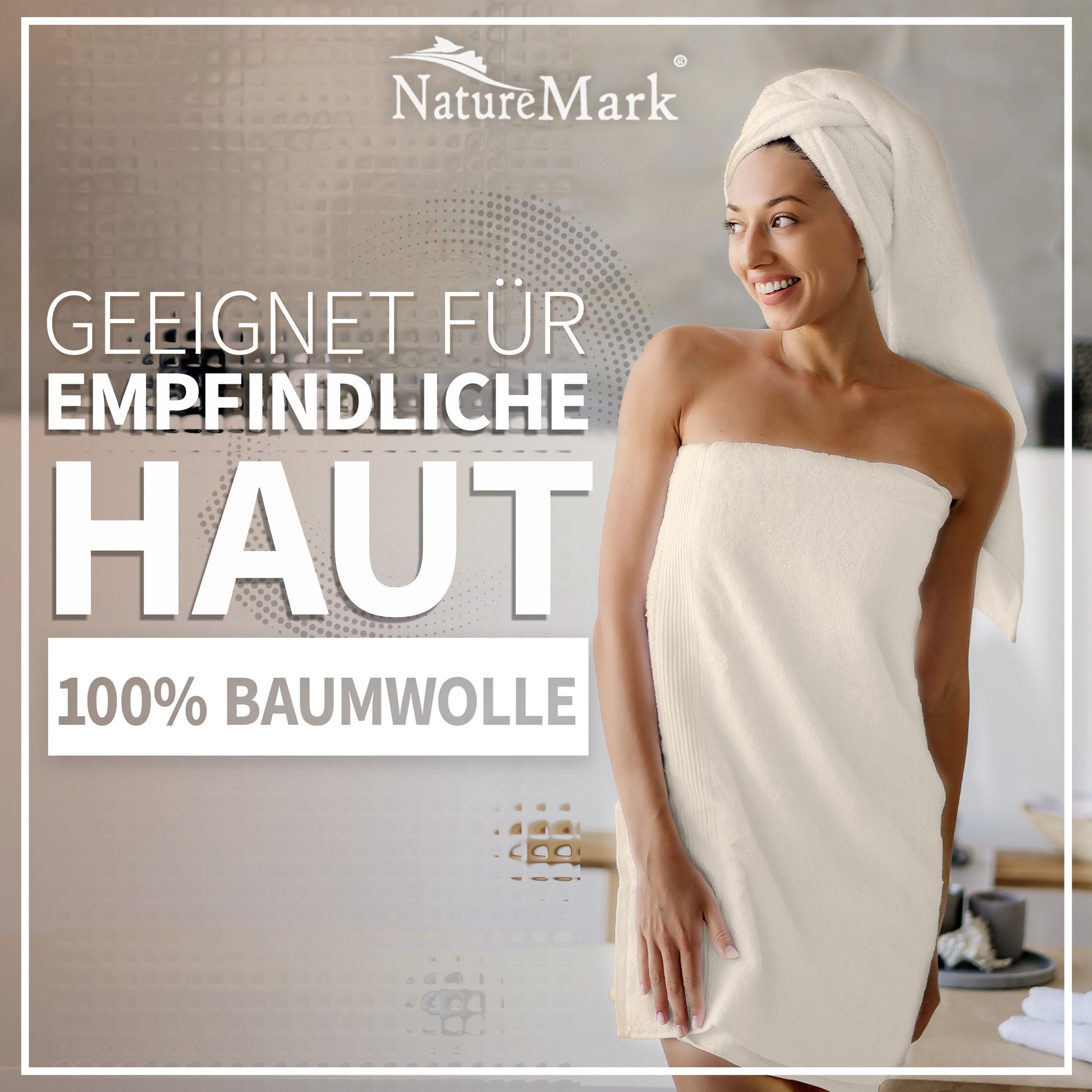 NatureMark 2er Pack DUSCHTÜCHER Premium Qualität 70x140cm DUSCHTUCH Dusch-Handtuch Doppelpack