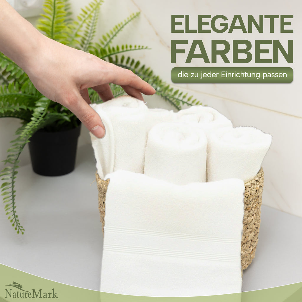 NatureMark Gästetücher – 12er Pack (30x50 cm), 100% Baumwolle, Oeko-Tex Zertifiziert, weich, saugfähig und pflegeleicht – Für Bad, Gäste & Spa – Anthrazit/Grau
