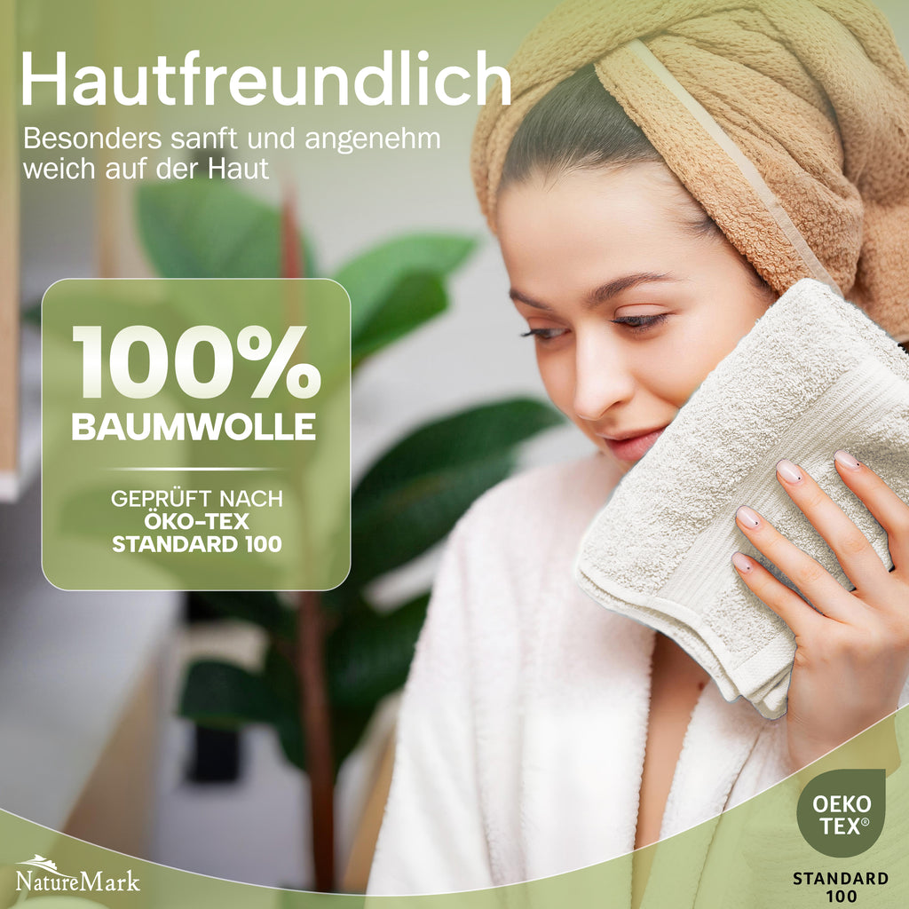 NatureMark Gästetücher – 12er Pack (30x50 cm), 100% Baumwolle, Oeko-Tex Zertifiziert, weich, saugfähig und pflegeleicht – Für Bad, Gäste & Spa – Anthrazit/Grau