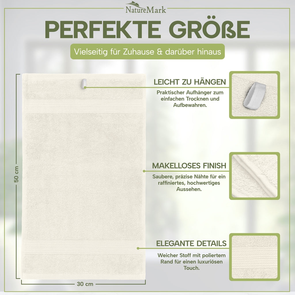 NatureMark Gästetücher – 12er Pack (30x50 cm), 100% Baumwolle, Oeko-Tex Zertifiziert, weich, saugfähig und pflegeleicht – Für Bad, Gäste & Spa – Anthrazit/Grau