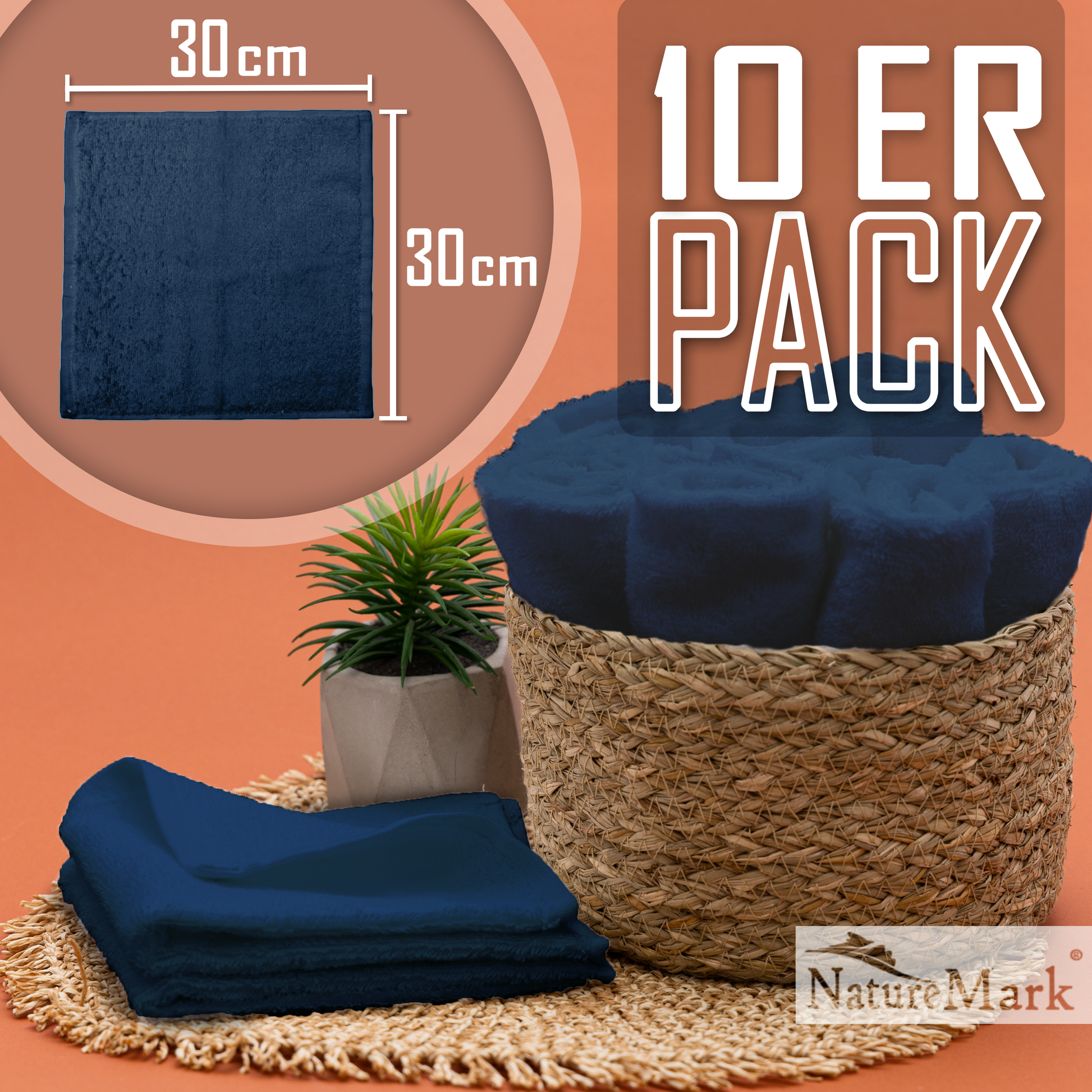 Frottier Seiftücher 10er Pack 30x30cm, 100% Baumwolle