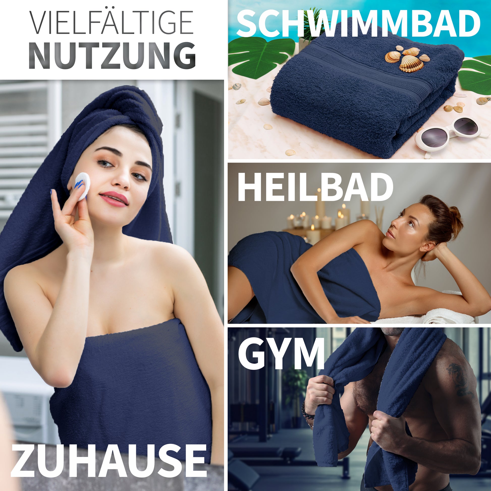 NatureMark 2er Pack DUSCHTÜCHER Premium Qualität 70x140cm DUSCHTUCH Dusch-Handtuch Doppelpack