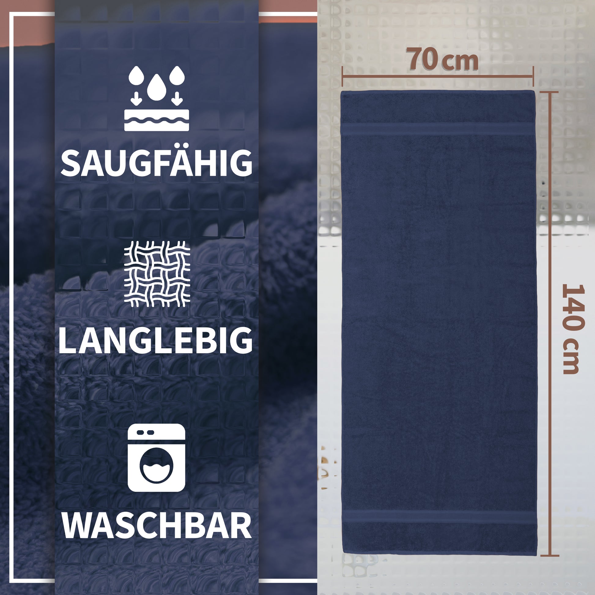 NatureMark 2er Pack DUSCHTÜCHER Premium Qualität 70x140cm DUSCHTUCH Dusch-Handtuch Doppelpack