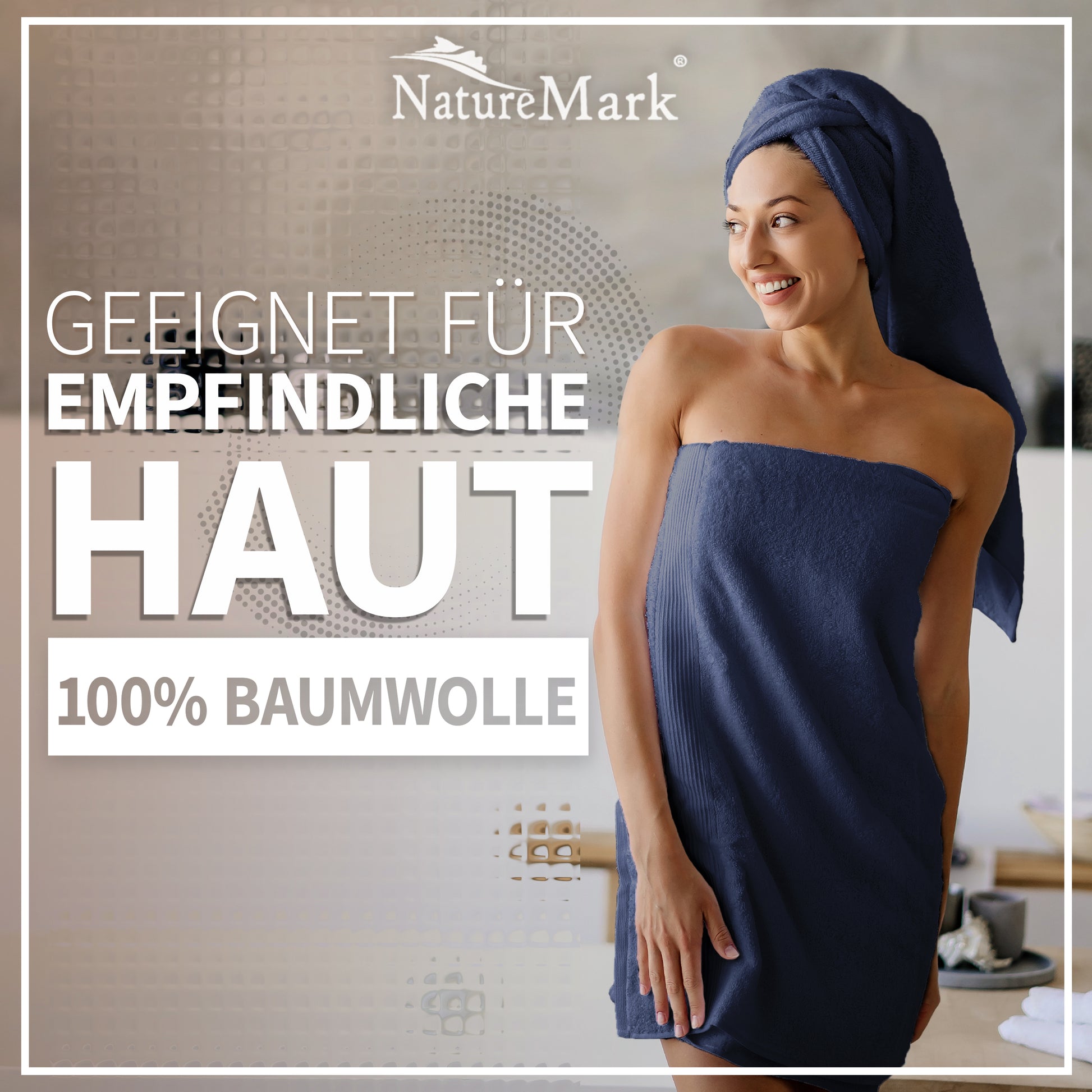 NatureMark 2er Pack DUSCHTÜCHER Premium Qualität 70x140cm DUSCHTUCH Dusch-Handtuch Doppelpack
