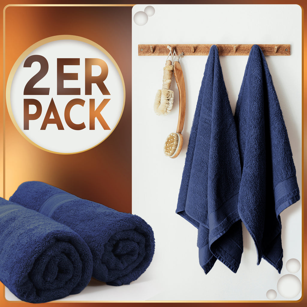 NatureMark 2er Pack SAUNATÜCHER Premium Qualität 80x200cm SAUNATUCH Sauna-Handtuch 100% Baumwolle Farbe: Schwarz