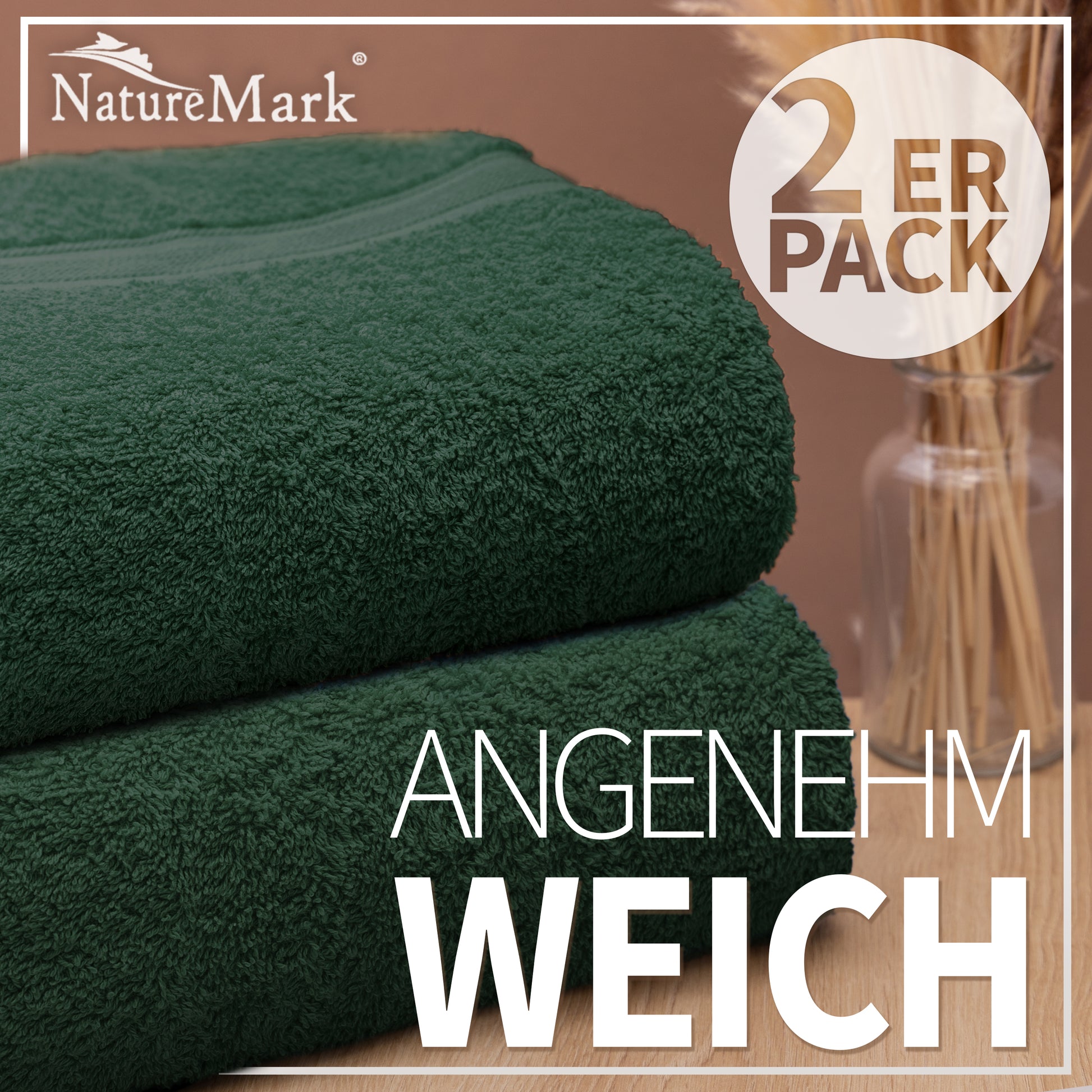 NatureMark 2er Pack DUSCHTÜCHER Premium Qualität 70x140cm DUSCHTUCH Dusch-Handtuch Doppelpack