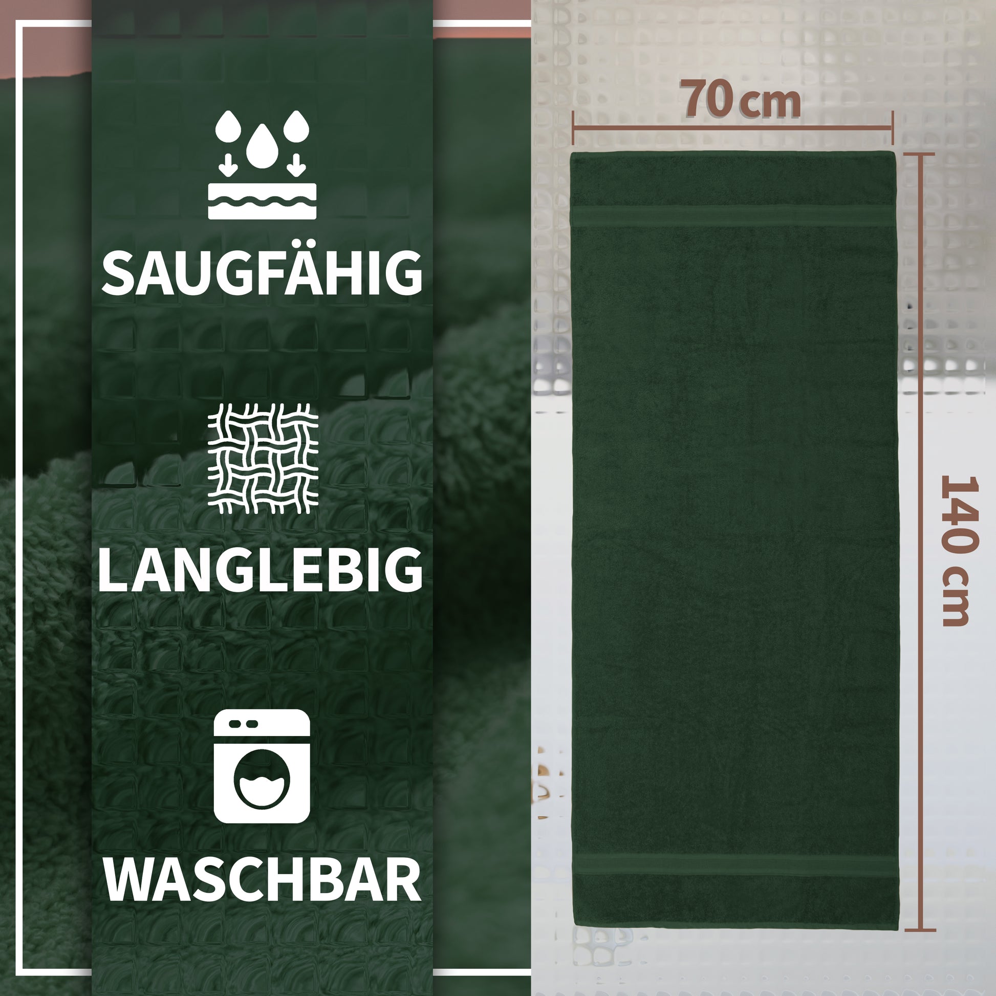 NatureMark 2er Pack DUSCHTÜCHER Premium Qualität 70x140cm DUSCHTUCH Dusch-Handtuch Doppelpack