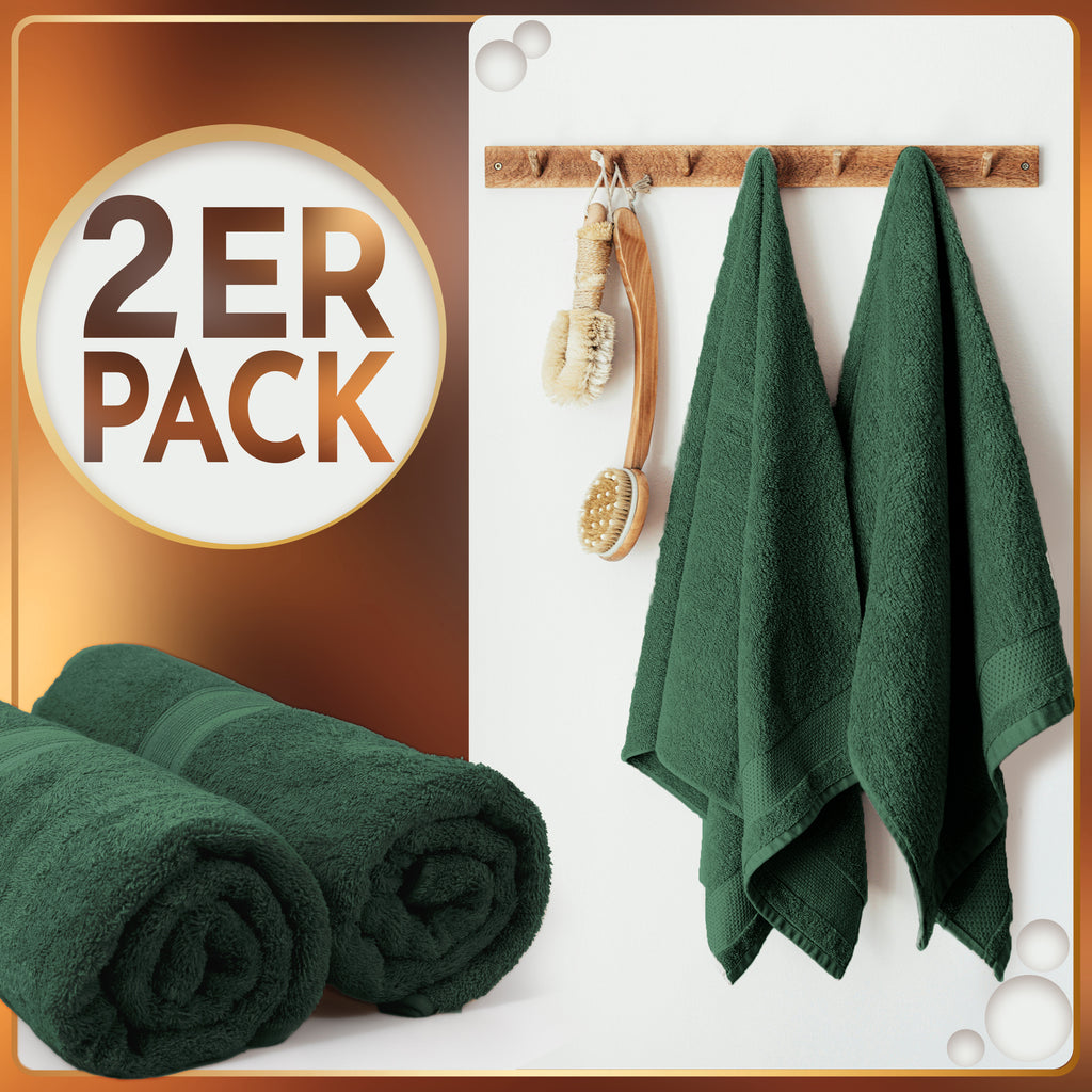 NatureMark 2er Pack SAUNATÜCHER Premium Qualität 80x200cm SAUNATUCH Sauna-Handtuch 100% Baumwolle Farbe: Schwarz