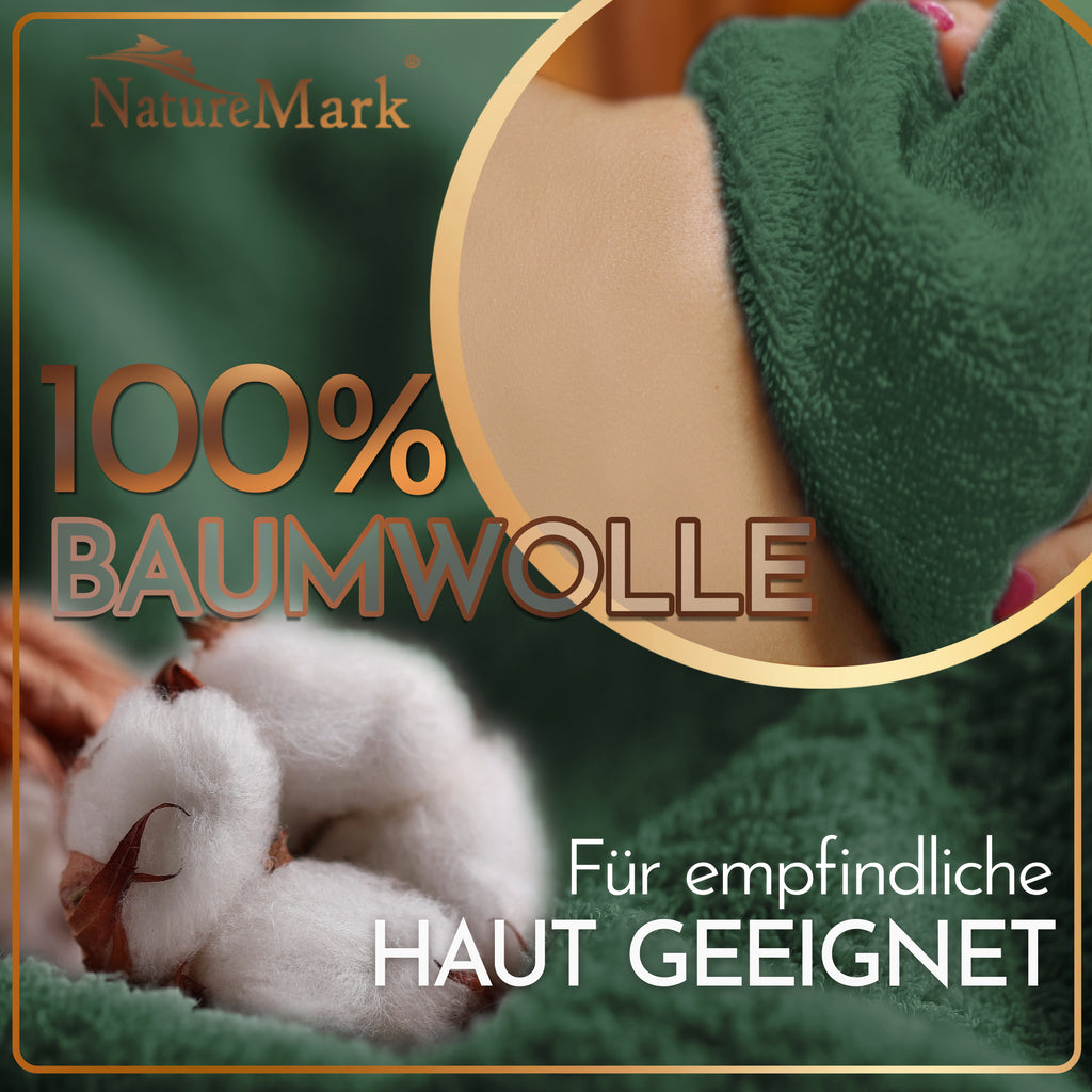 NatureMark 2er Pack SAUNATÜCHER Premium Qualität 80x200cm SAUNATUCH Sauna-Handtuch 100% Baumwolle Farbe: Schwarz