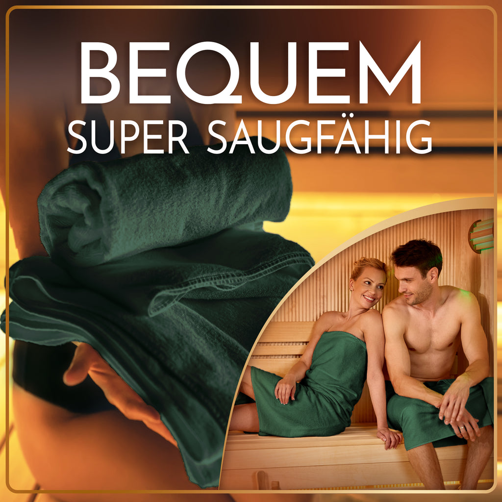 NatureMark 2er Pack SAUNATÜCHER Premium Qualität 80x200cm SAUNATUCH Sauna-Handtuch 100% Baumwolle Farbe: Schwarz