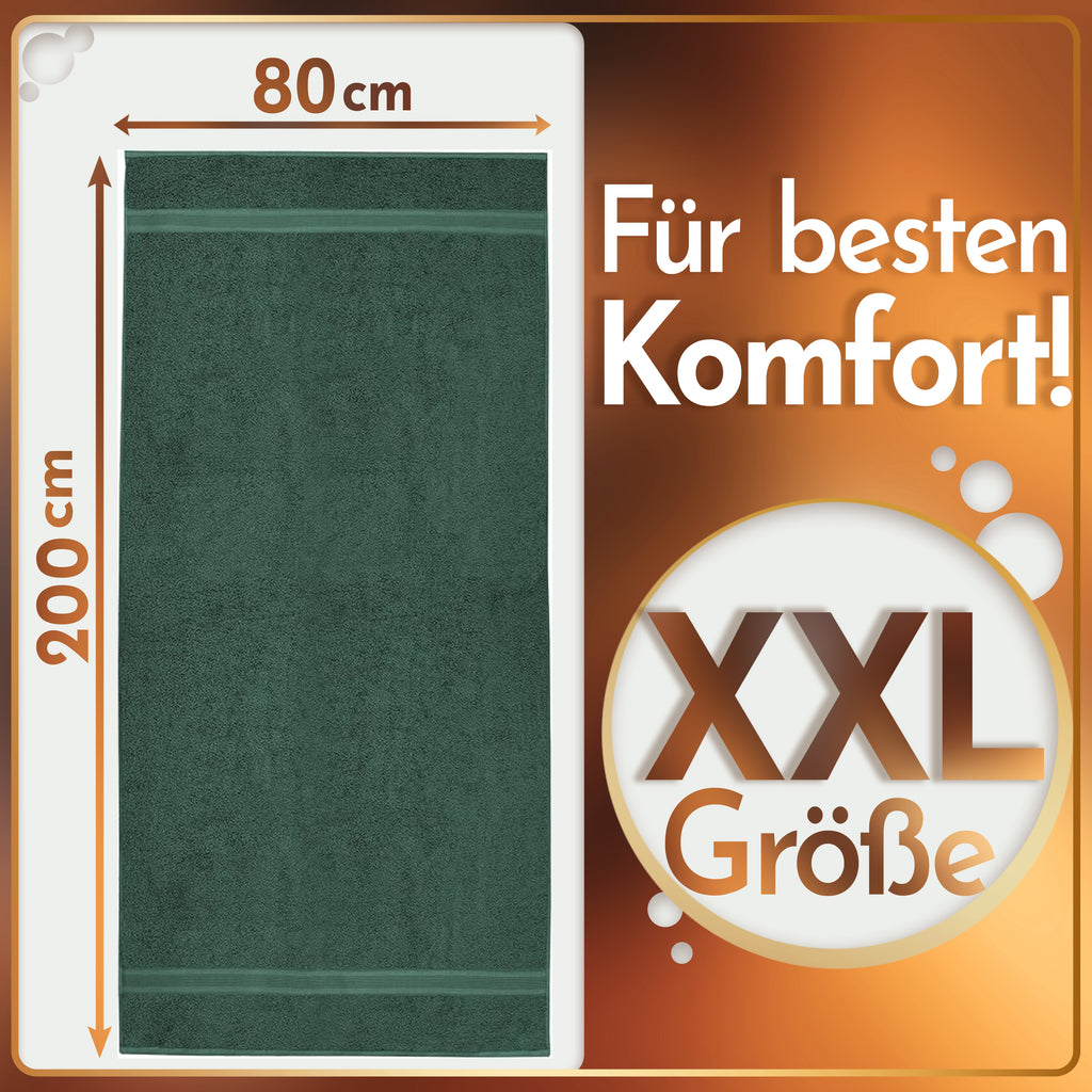 NatureMark 2er Pack SAUNATÜCHER Premium Qualität 80x200cm SAUNATUCH Sauna-Handtuch 100% Baumwolle Farbe: Schwarz