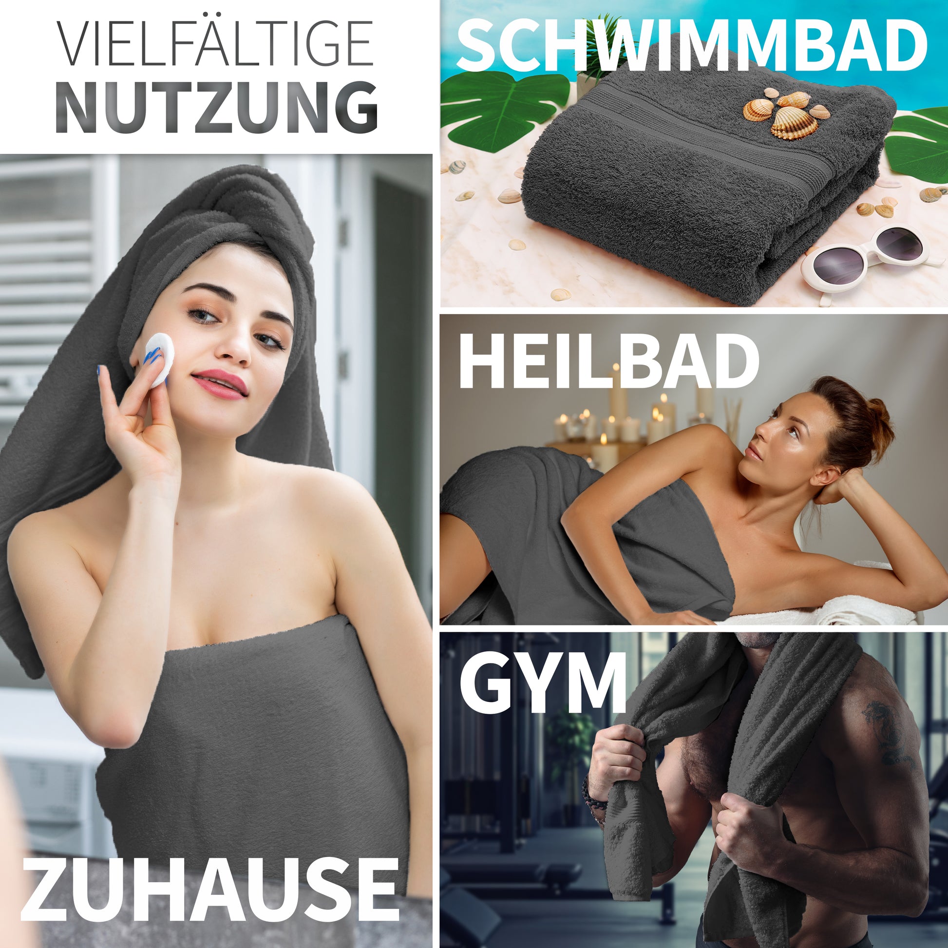 NatureMark 2er Pack DUSCHTÜCHER Premium Qualität 70x140cm DUSCHTUCH Dusch-Handtuch Doppelpack